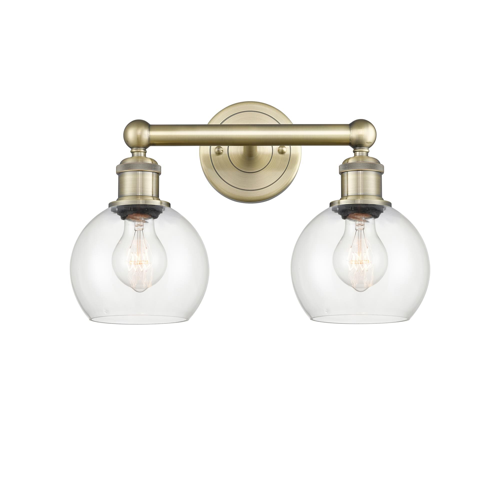 Shown in Antique Brass finish and Clear glass