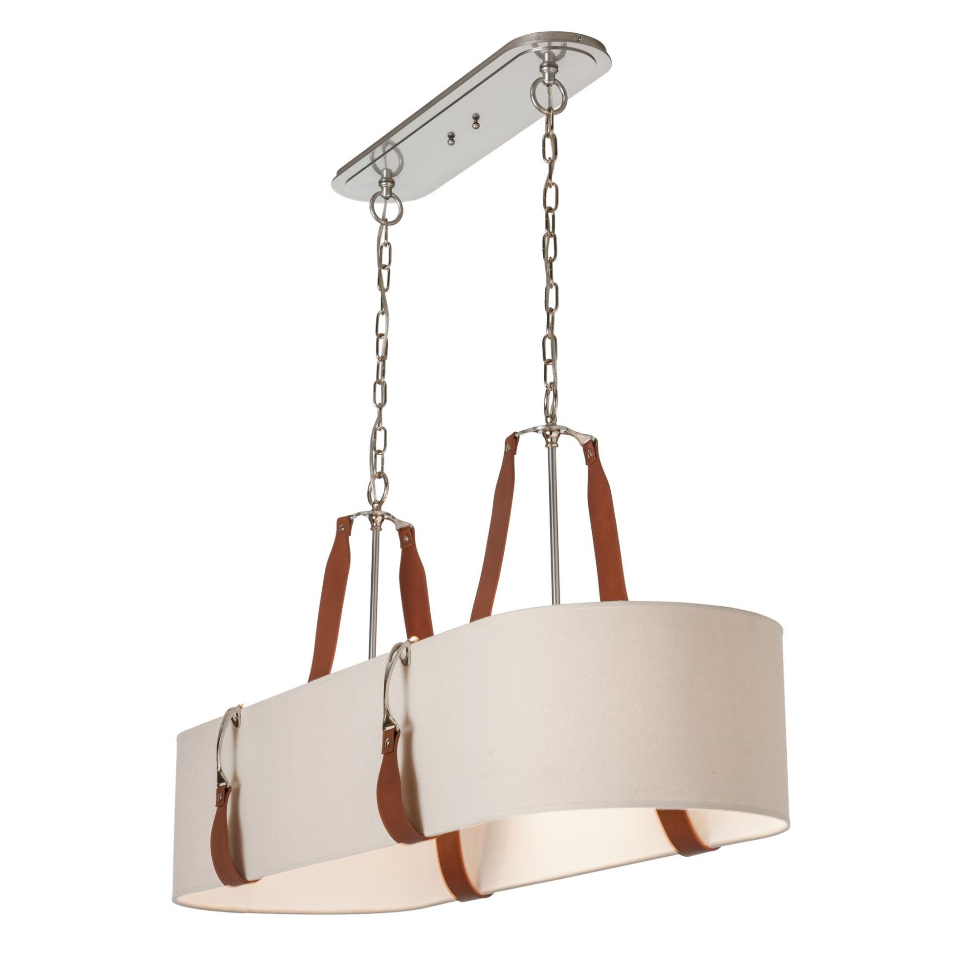 Shown in Polished Nickel finish and Flax shade and Leather Chestnut accent