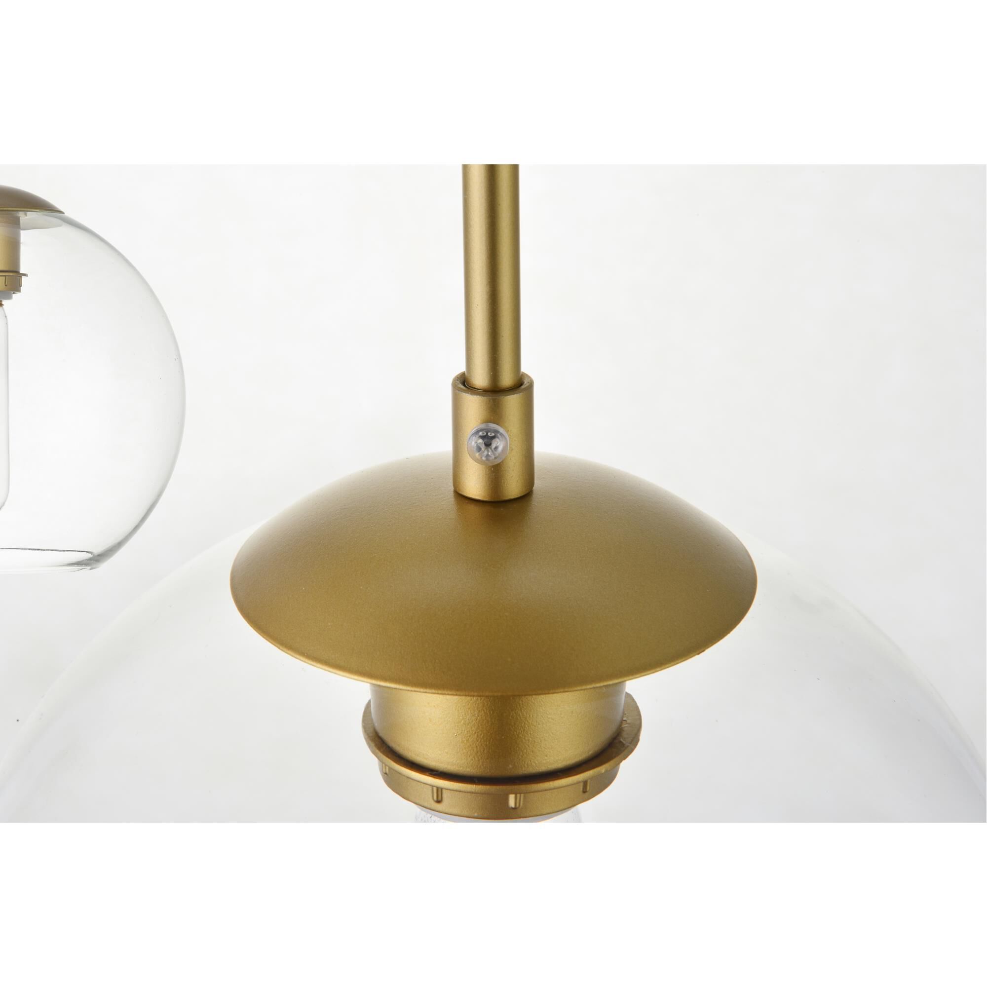 Shown in Brass finish and Clear glass