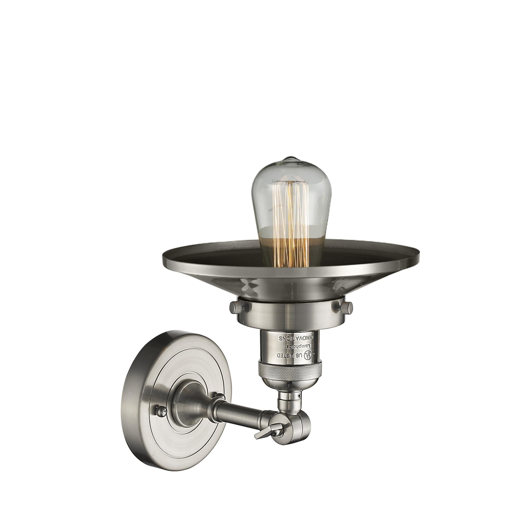 Shown in Brushed Satin Nickel finish and Brushed Satin Nickel shade