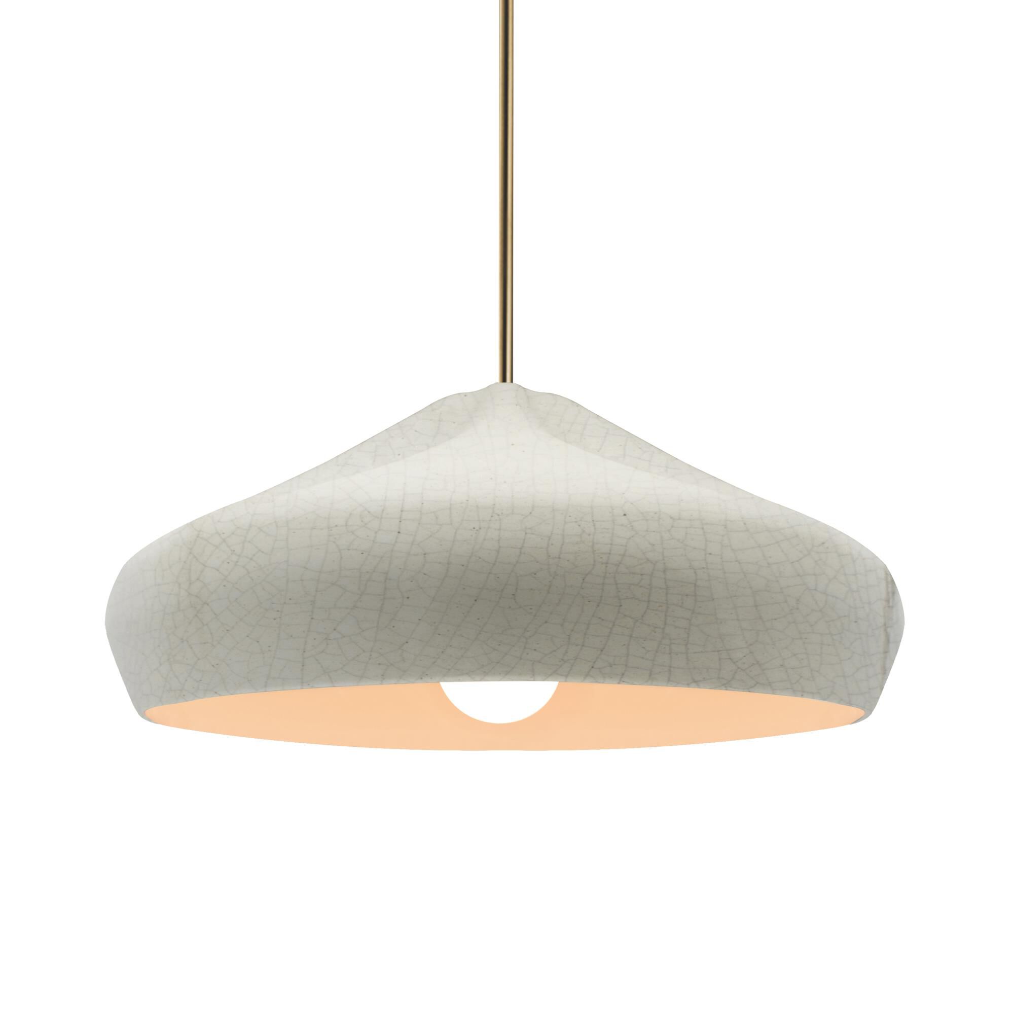 Shown in Antique Brass finish and White Crackle shade