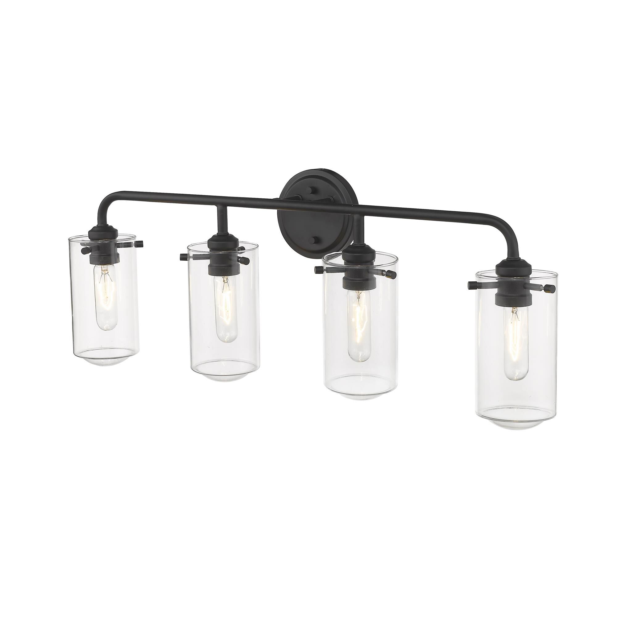Shown in Matte Black finish and Glass shade
