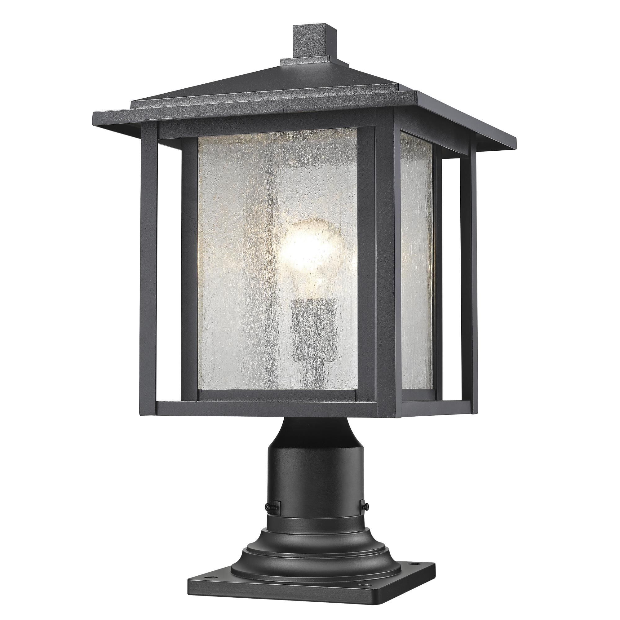 Shown in Black finish and Glass shade