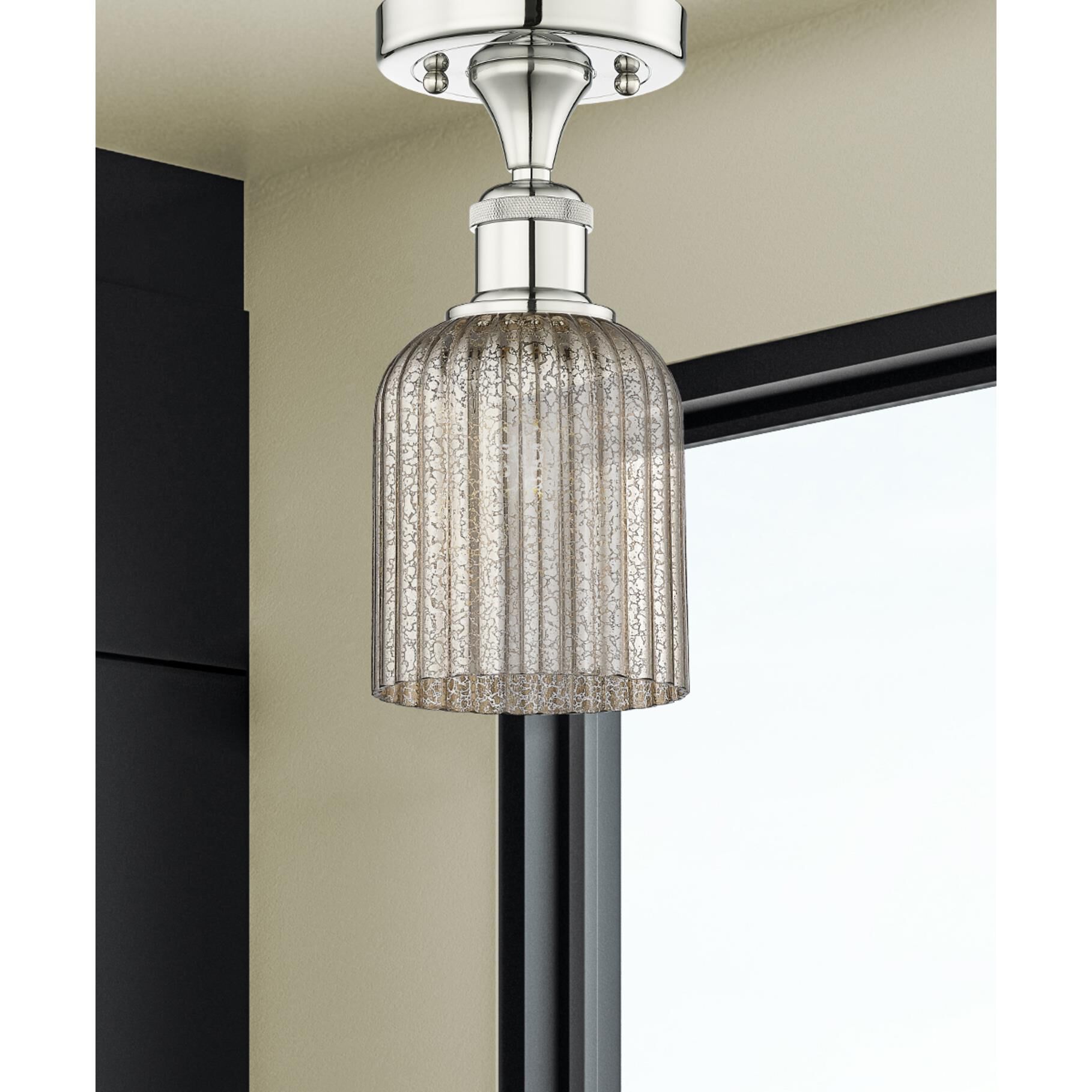 Shown in Polished Nickel finish and Mercury glass