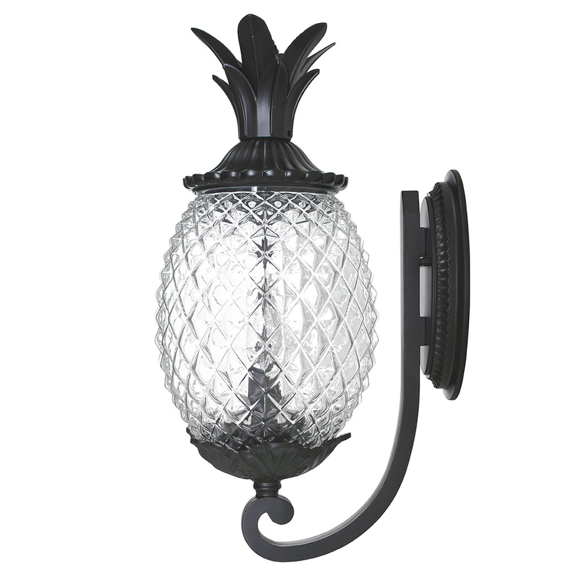 Shown in Matte Black finish and Clear Pineapple glass