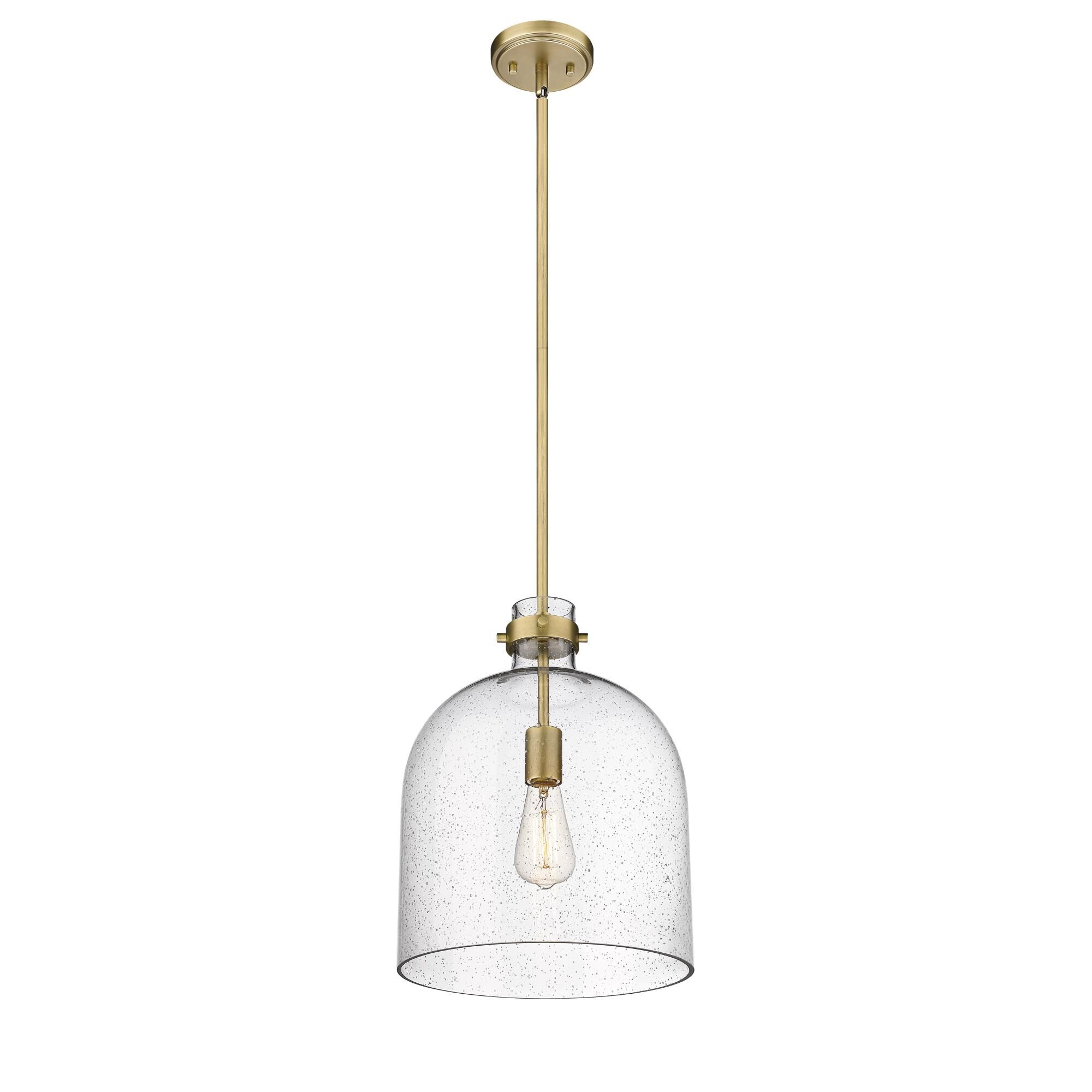 Shown in Rubbed Brass finish and Glass shade