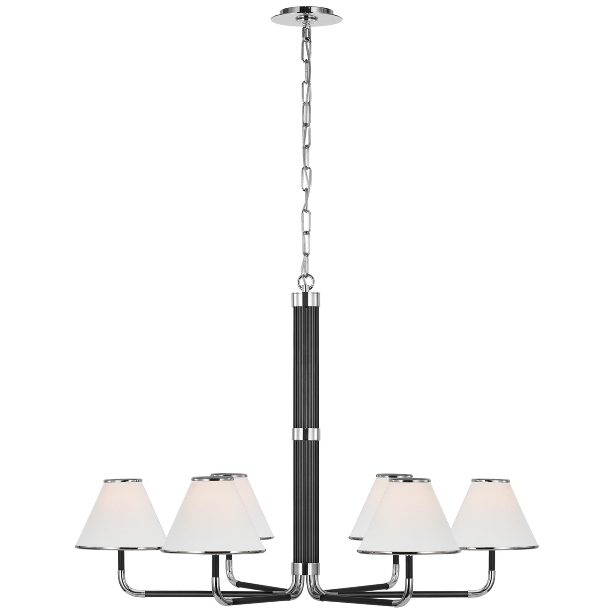 Shown in Polished Nickel and Ebony finish and Linen shade