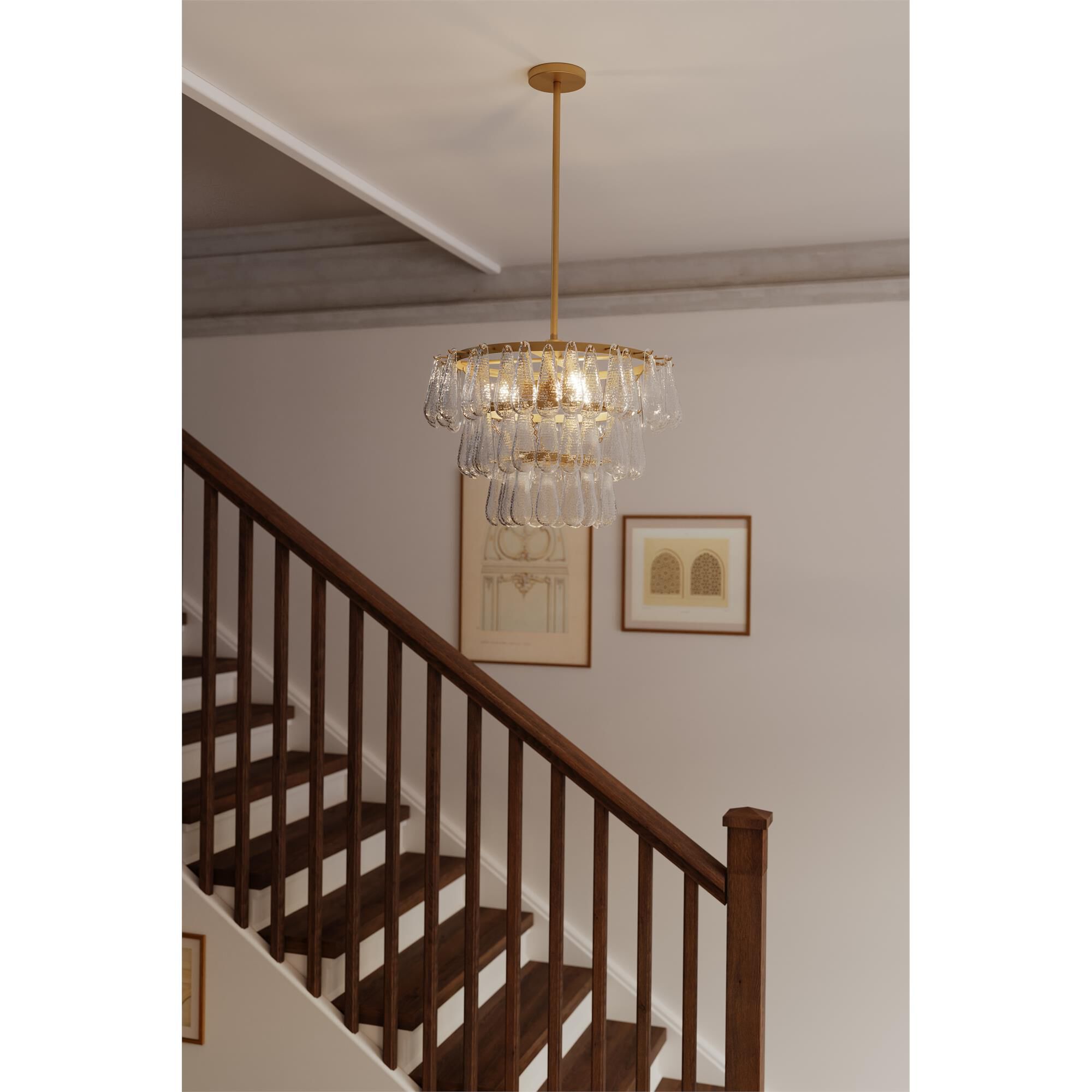 Shown in Legacy Brass finish and Clear Dimpled glass