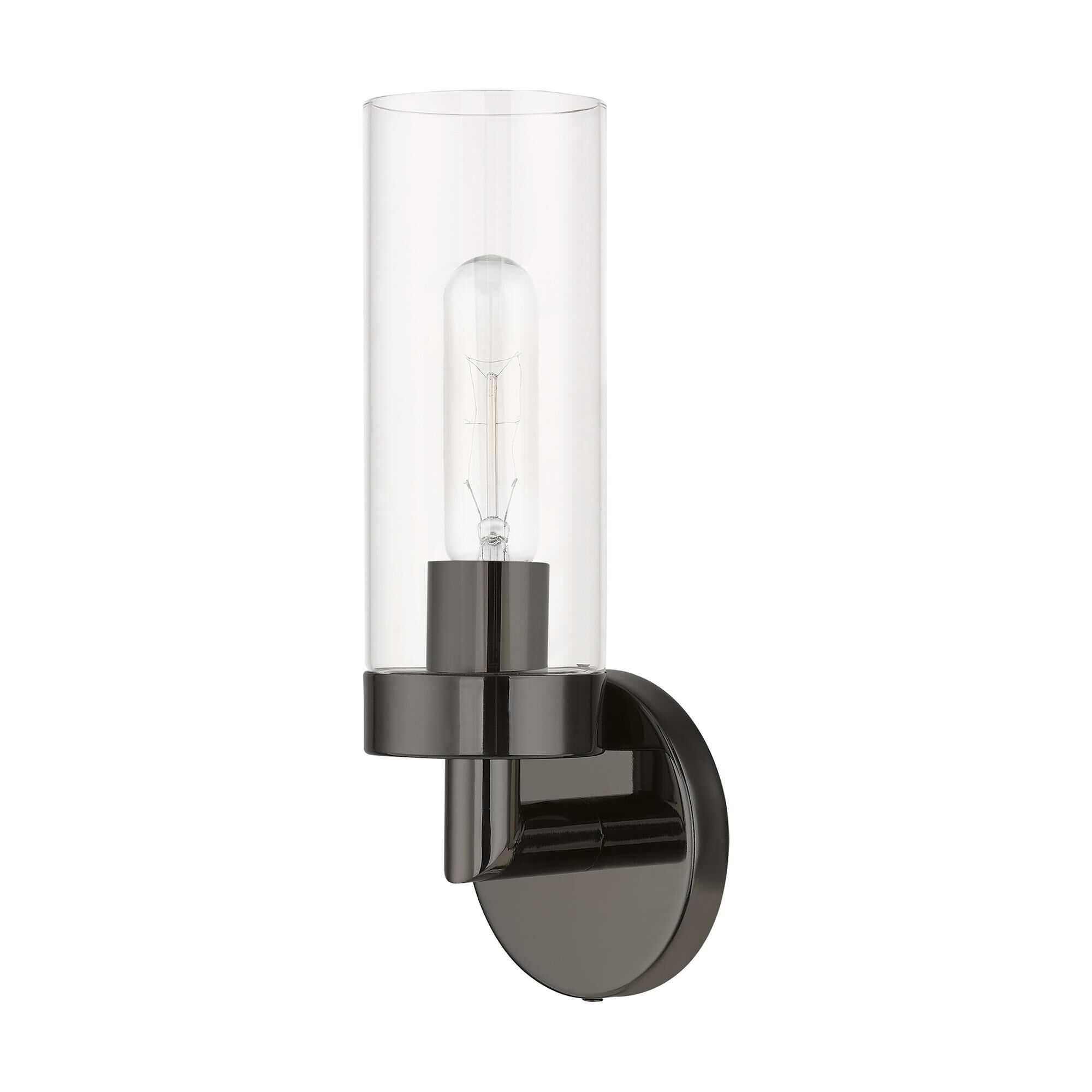 Shown in Black Chrome finish and Clear glass