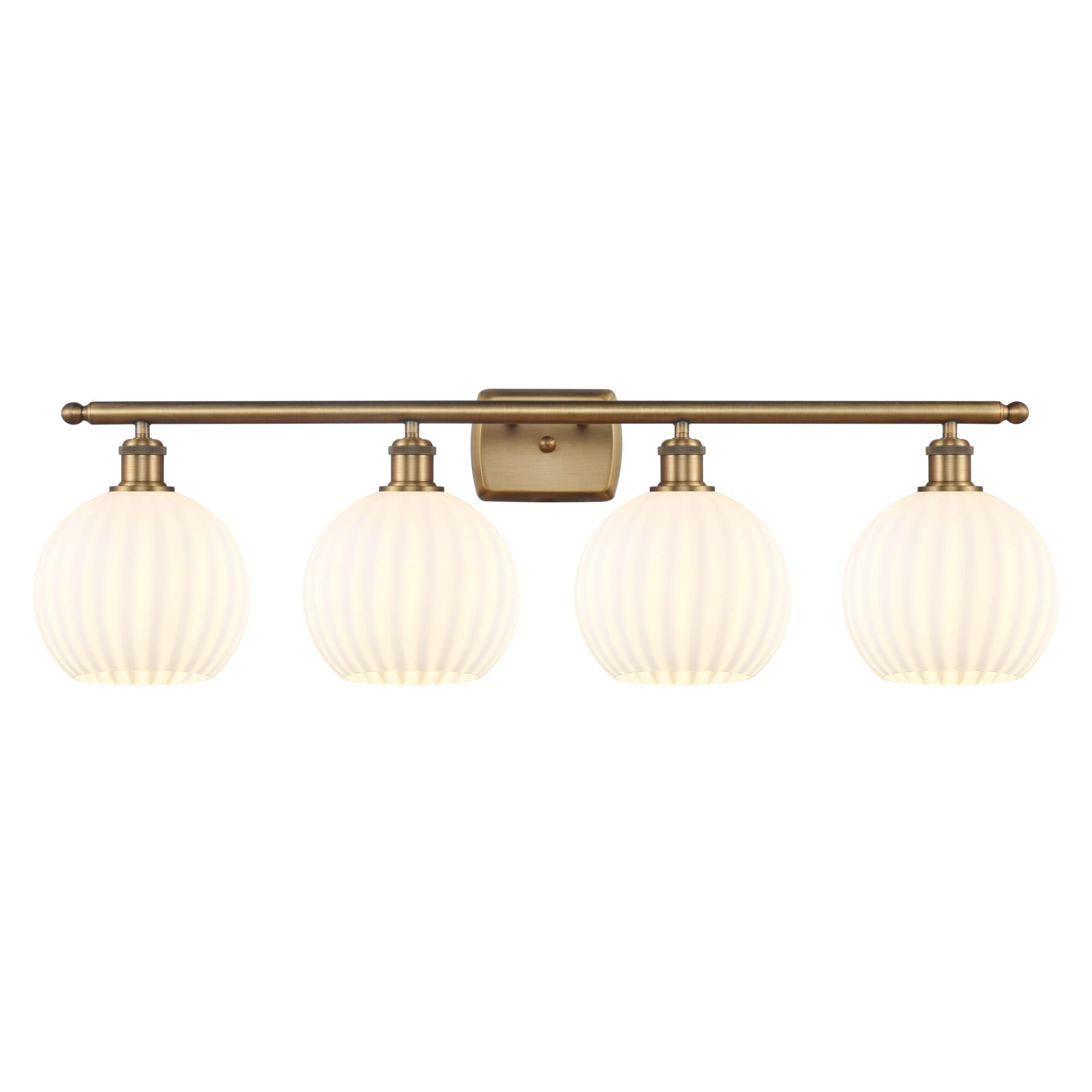 Shown in Brushed Brass finish and White Venetian glass