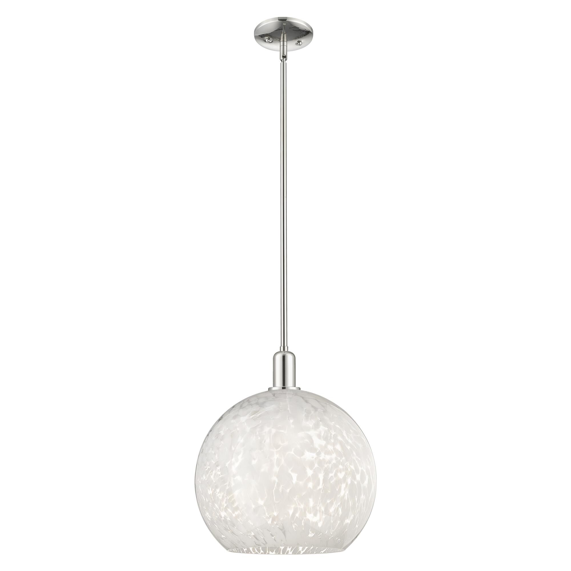 Shown in Polished Nickel finish and White Mouchette glass