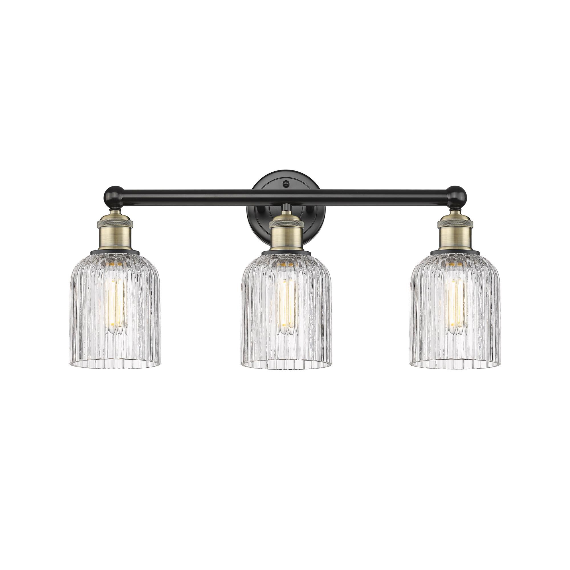 Shown in Black Antique Brass finish and Clear glass