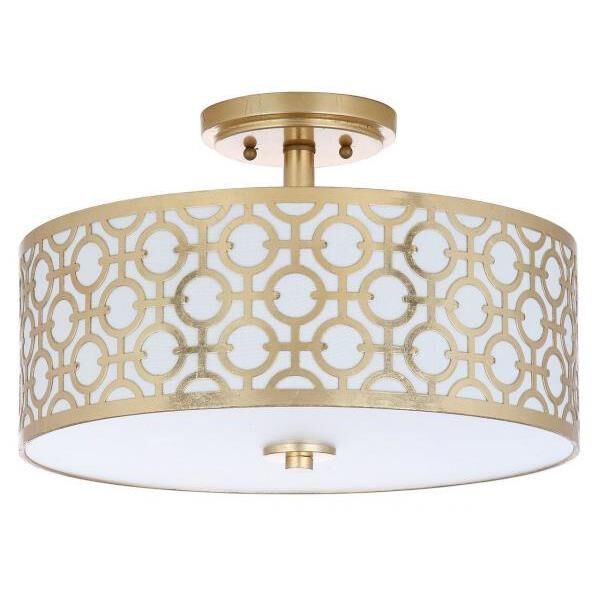 Vera Chain-Link 15 Inch 3 Light Semi Flush Mount by Safavieh