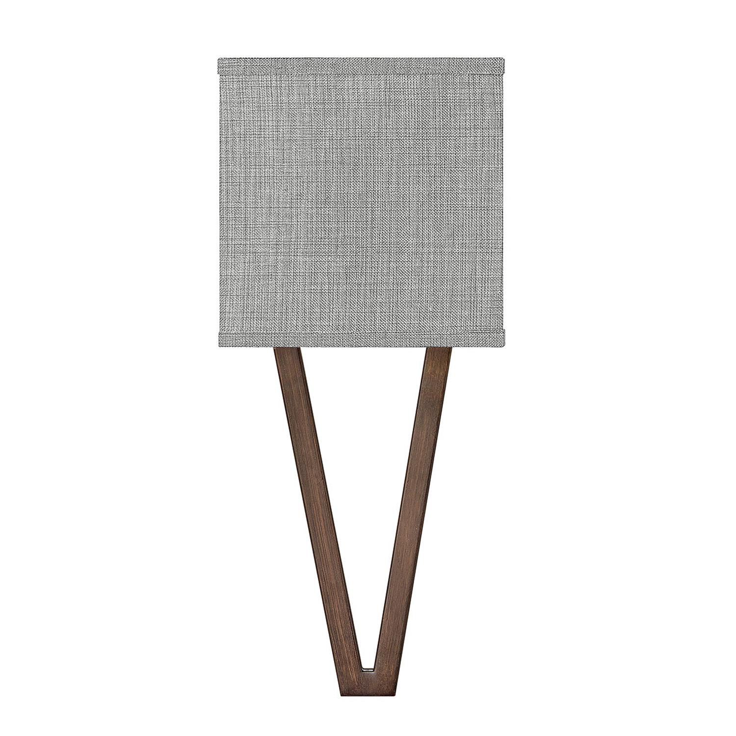 Shown in Walnut finish and Heathered Gray Slub shade