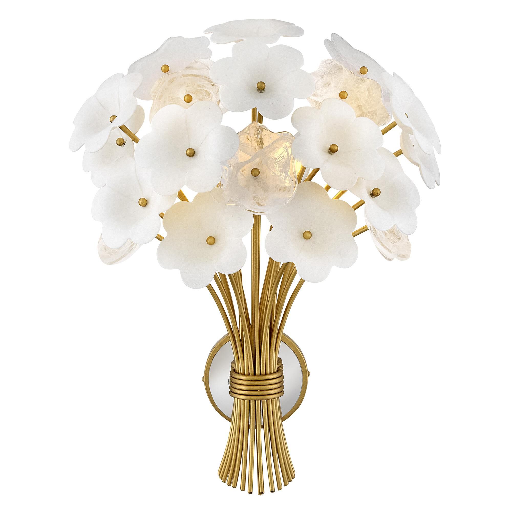 Shown in Deluxe Gold finish and Ceramic And Clear Pressed glass