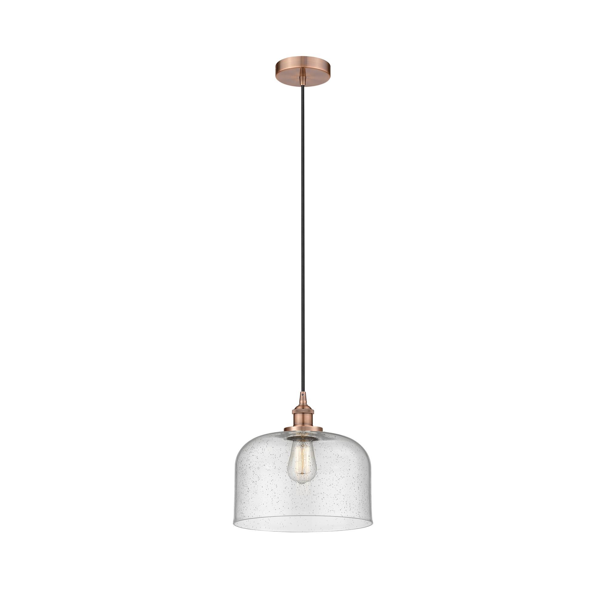Shown in Antique Copper finish and Seedy X-Large Bell glass
