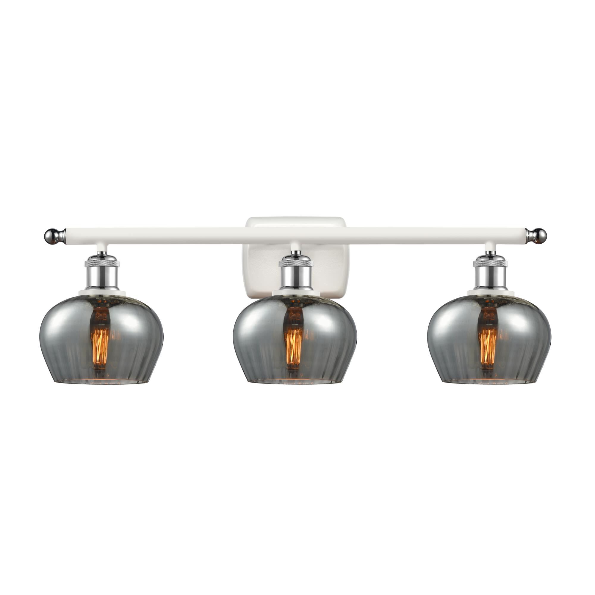 Shown in White And Polished Chrome finish and Bowl glass and Glass shade and Polished Chrome accent