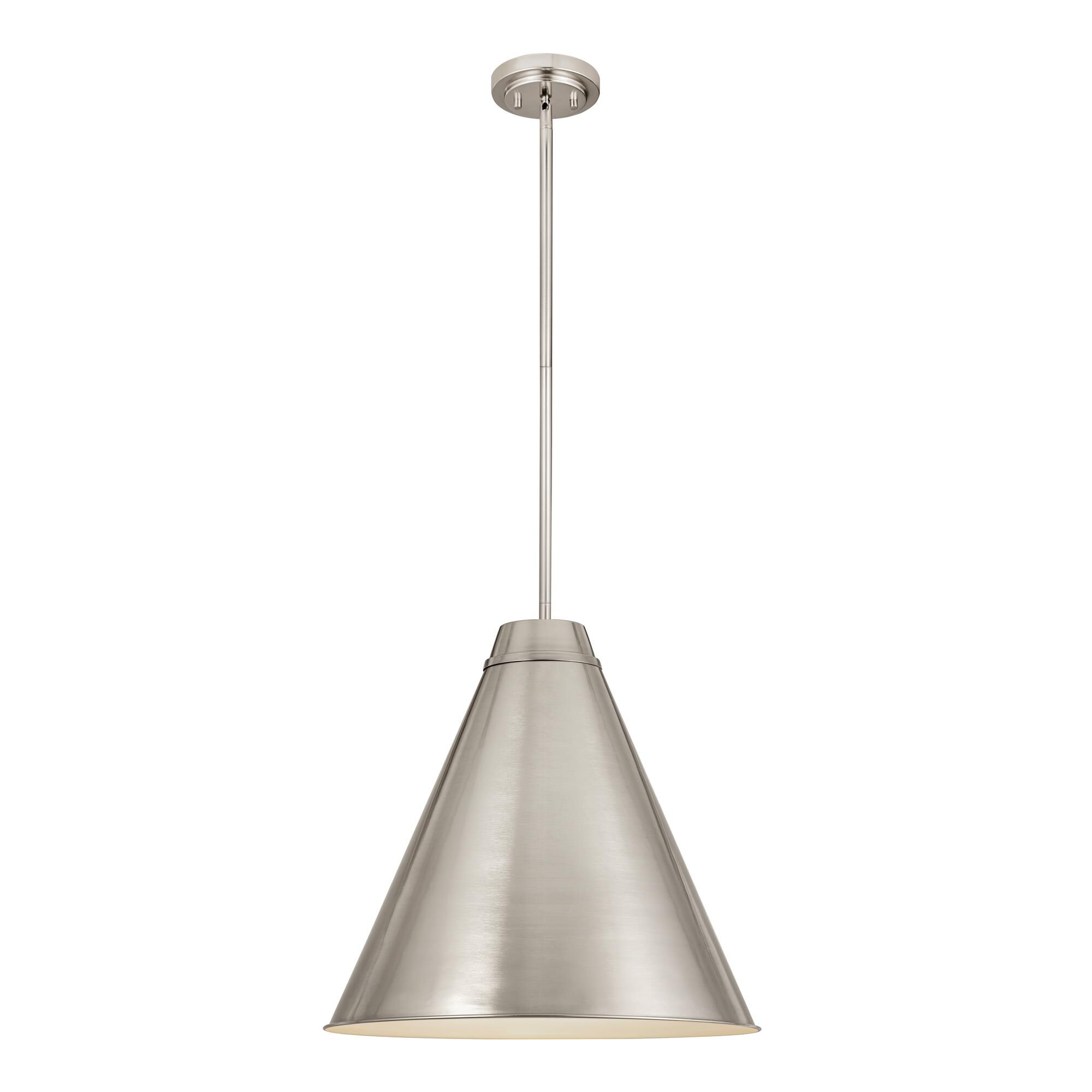 Shown in Brushed Nickel finish and Iron glass and Iron shade