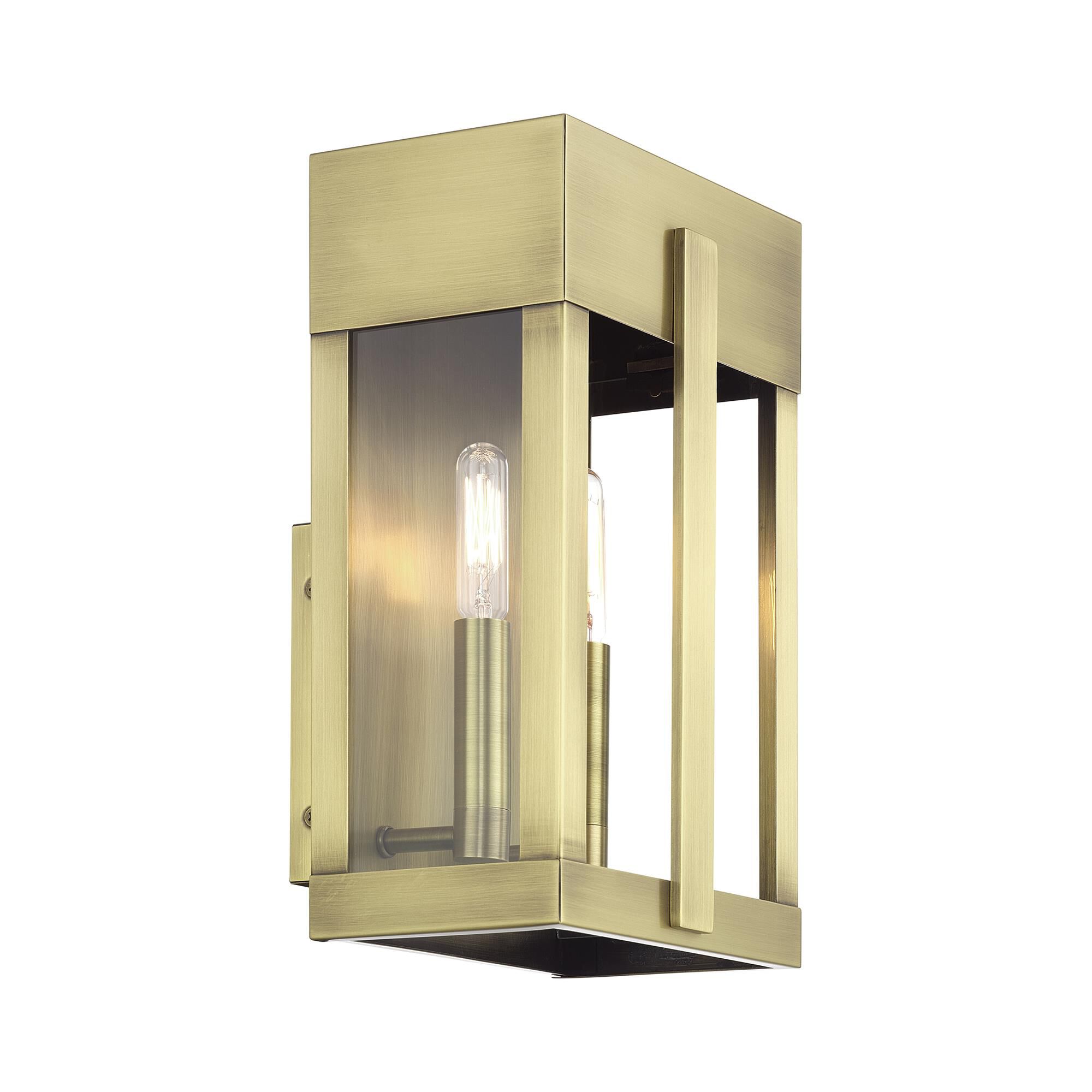 Shown in Antique Brass finish and Clear glass