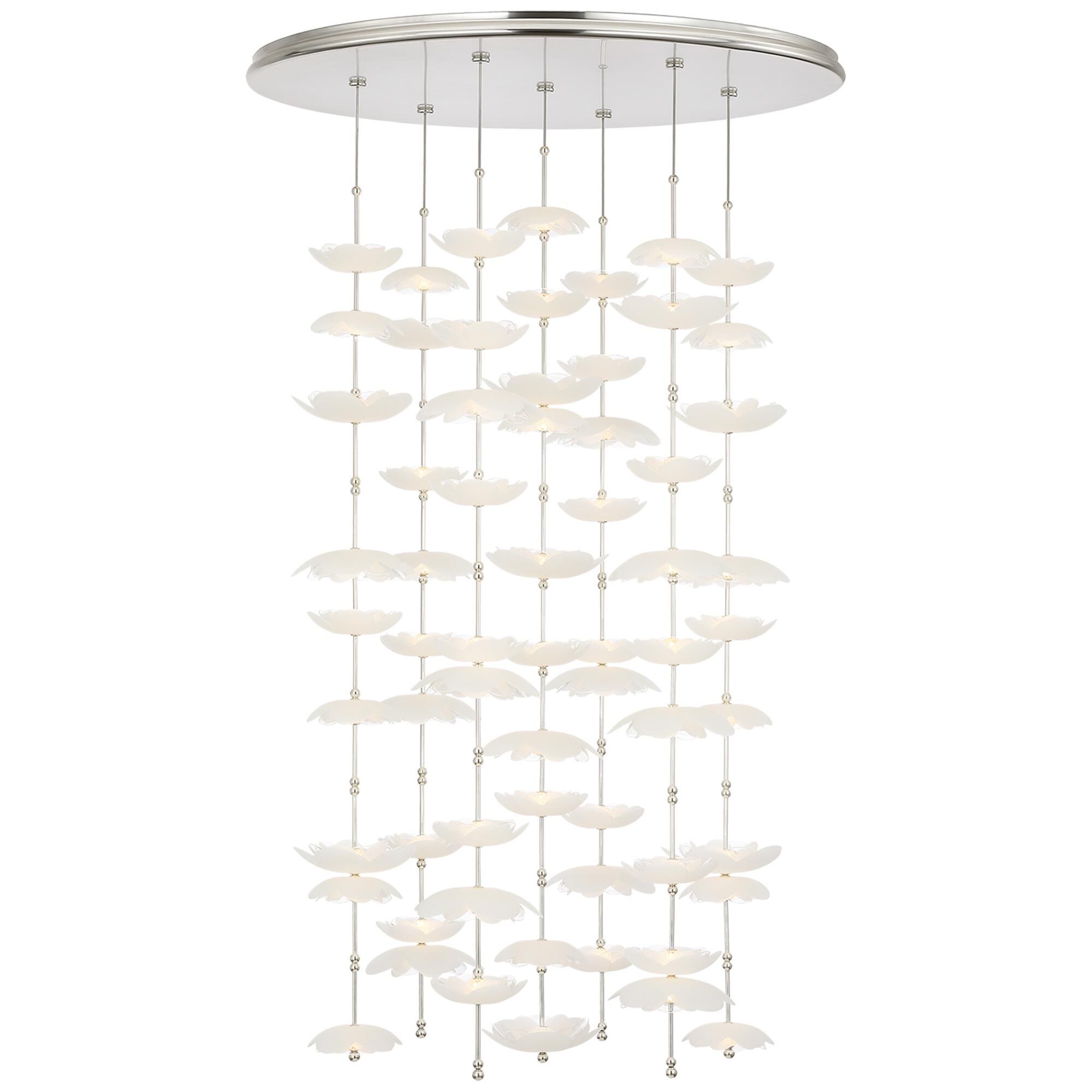 Shown in Soft Silver finish and Etched and Clear Flower glass