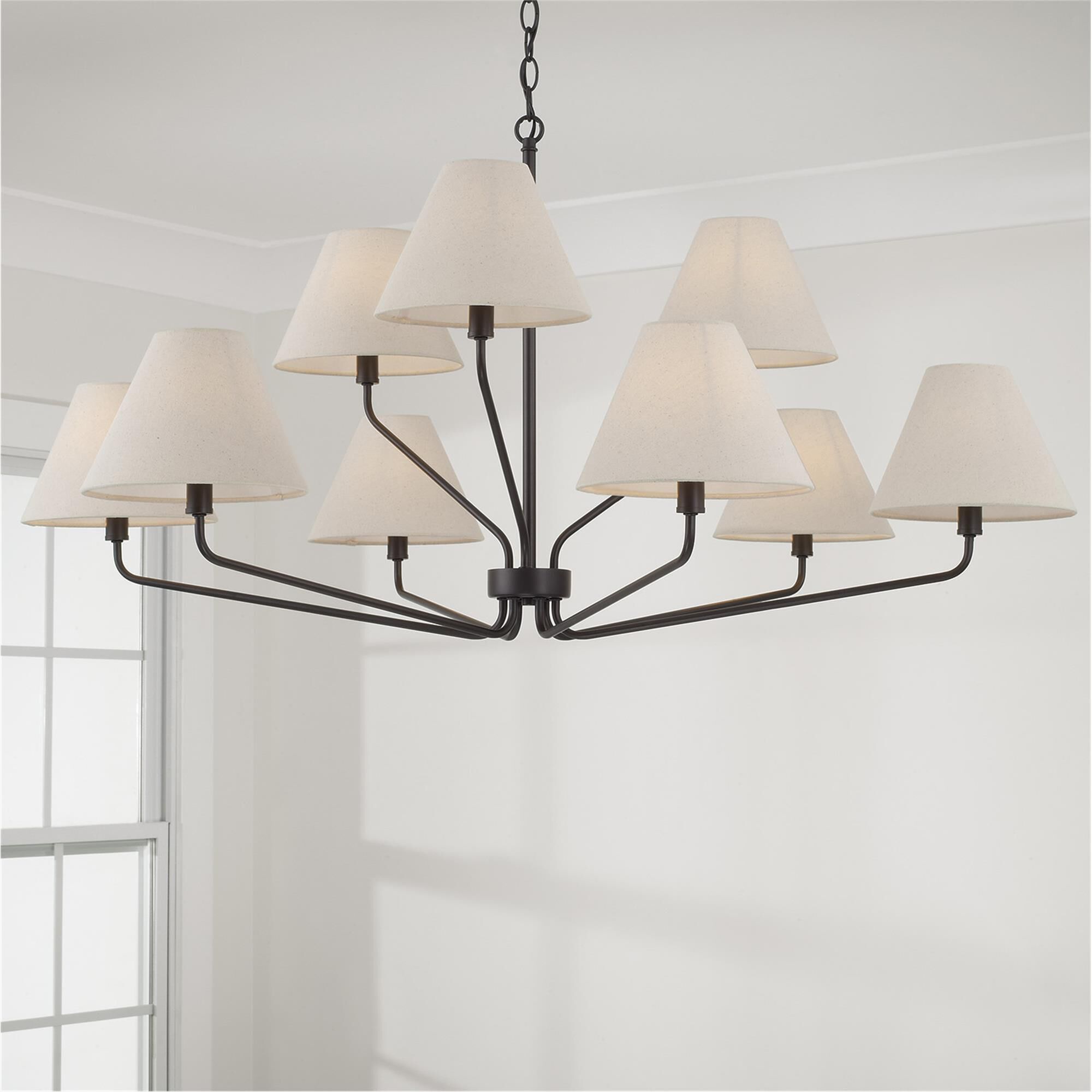 Shown in Espresso finish and Ecru Fabric shade
