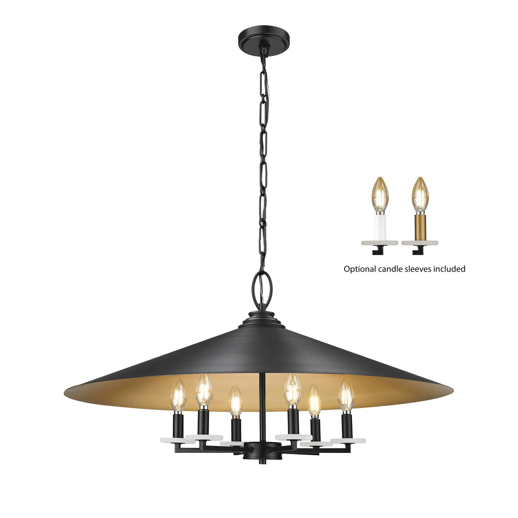 Shown in Matte Black finish and Matte Black Outer And Signature Rubbed Brass Inner glass and Matte Black Outer And Signature Rubbed Brass Inner shade