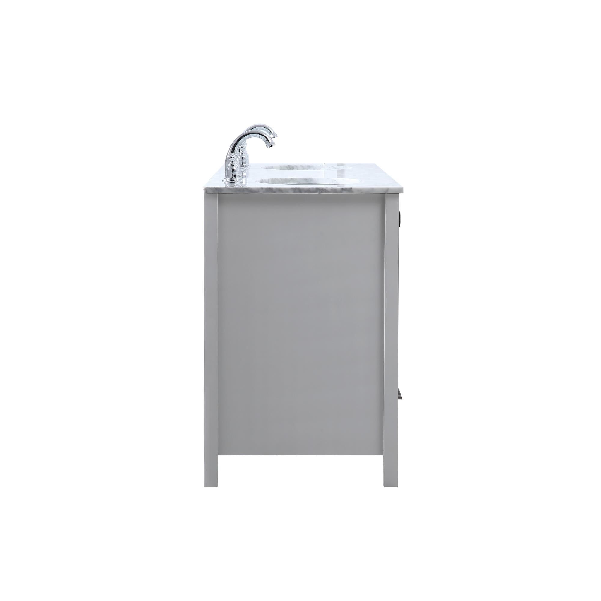 Shown in Gray And Brushed Nickel With Carrara White Marble finish