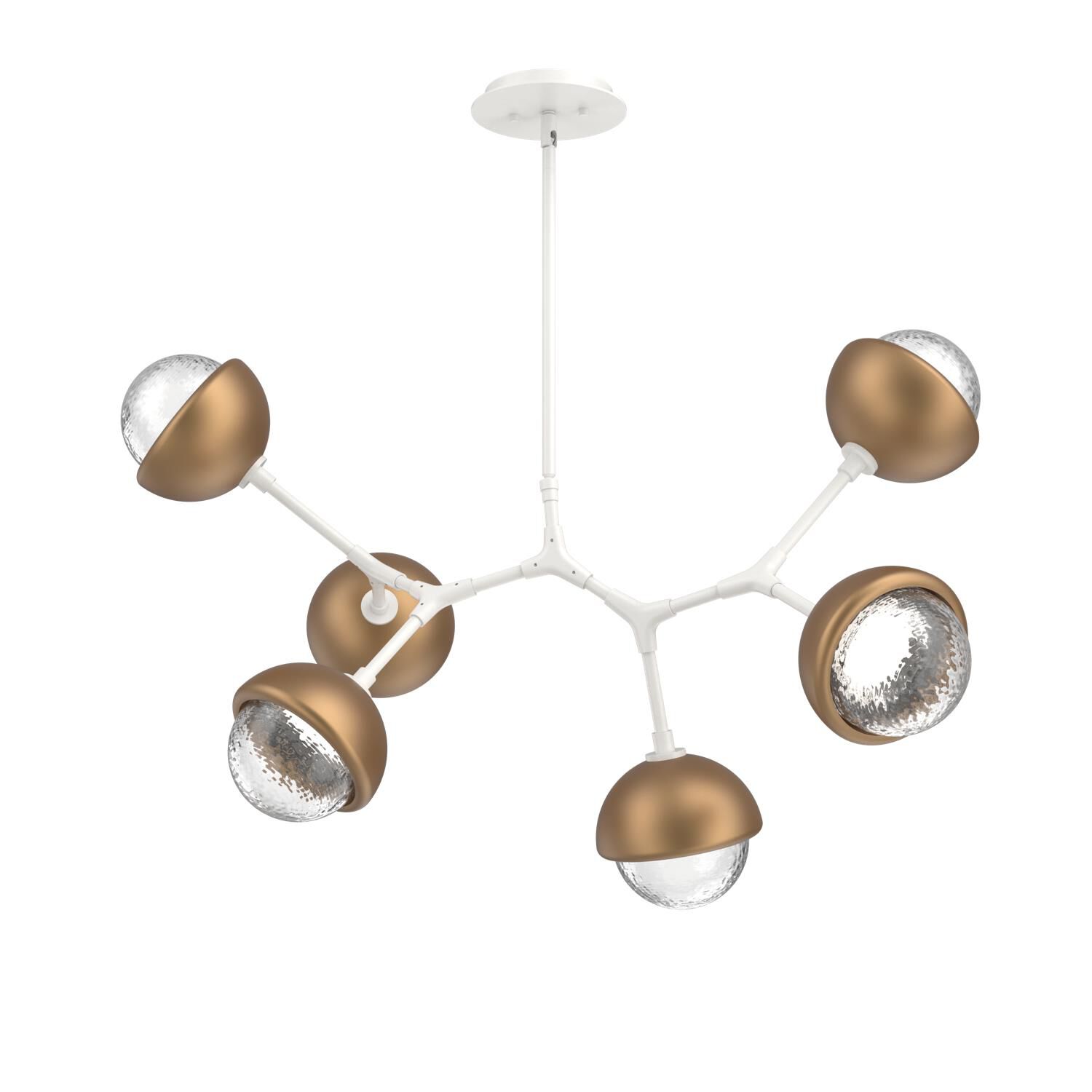 Shown in Salt White finish and Clear glass and Novel Brass accent