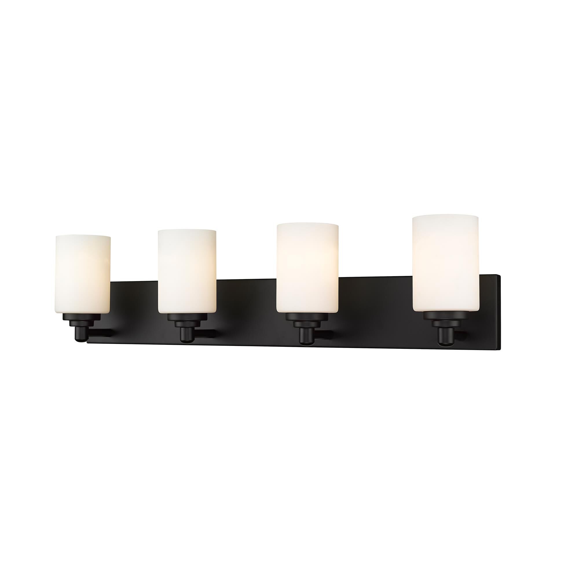 Shown in Matte Black finish and Glass shade