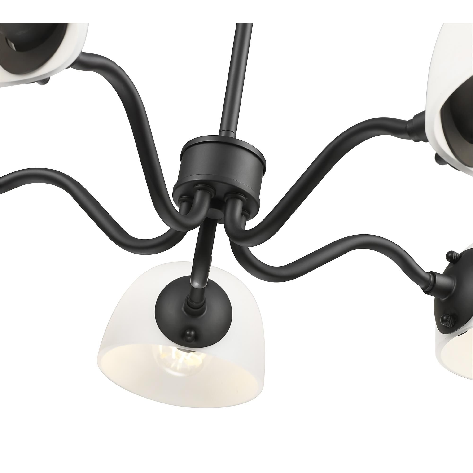 Shown in Matte Black finish and White glass