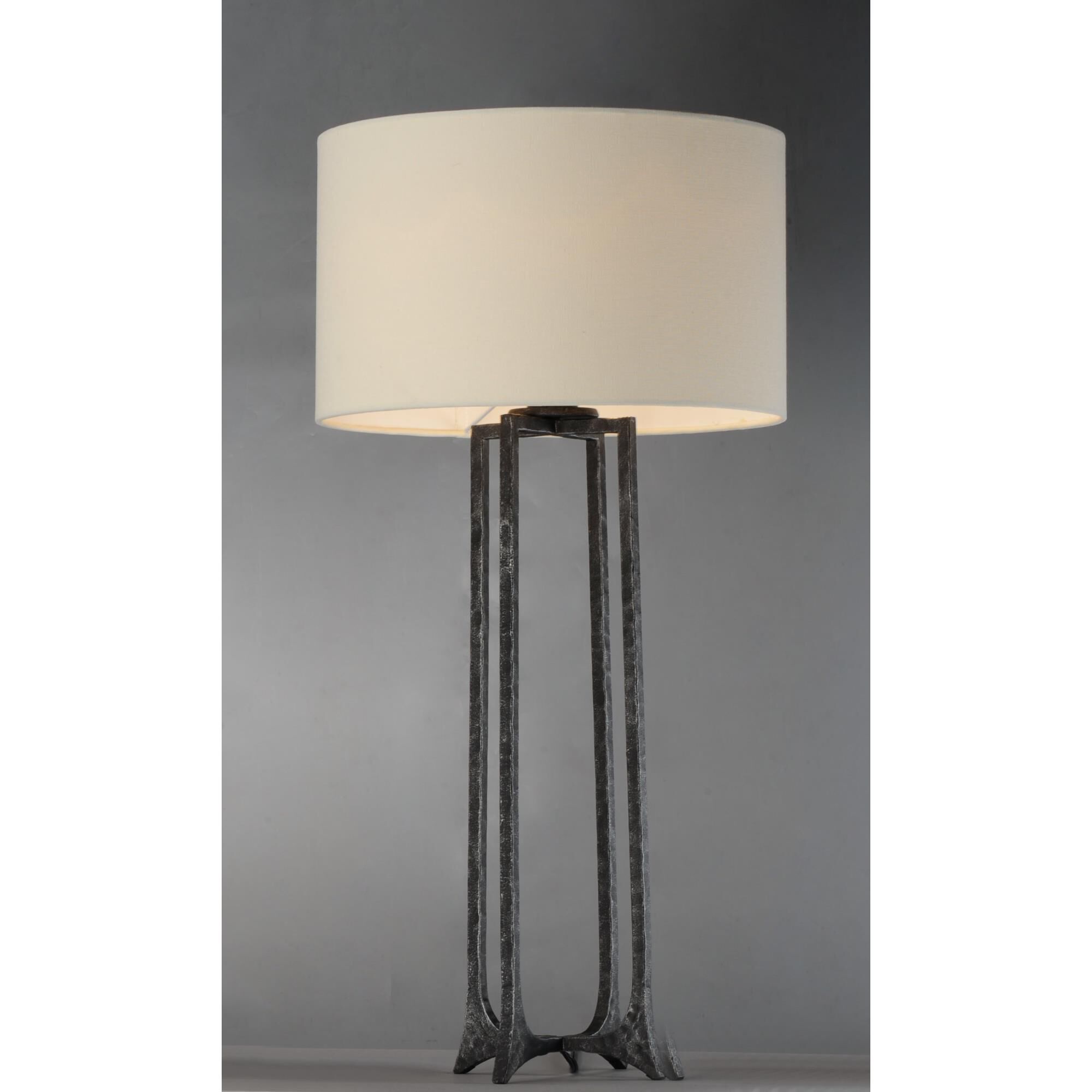 Shown in Natural Iron finish and Canvas Fabric shade