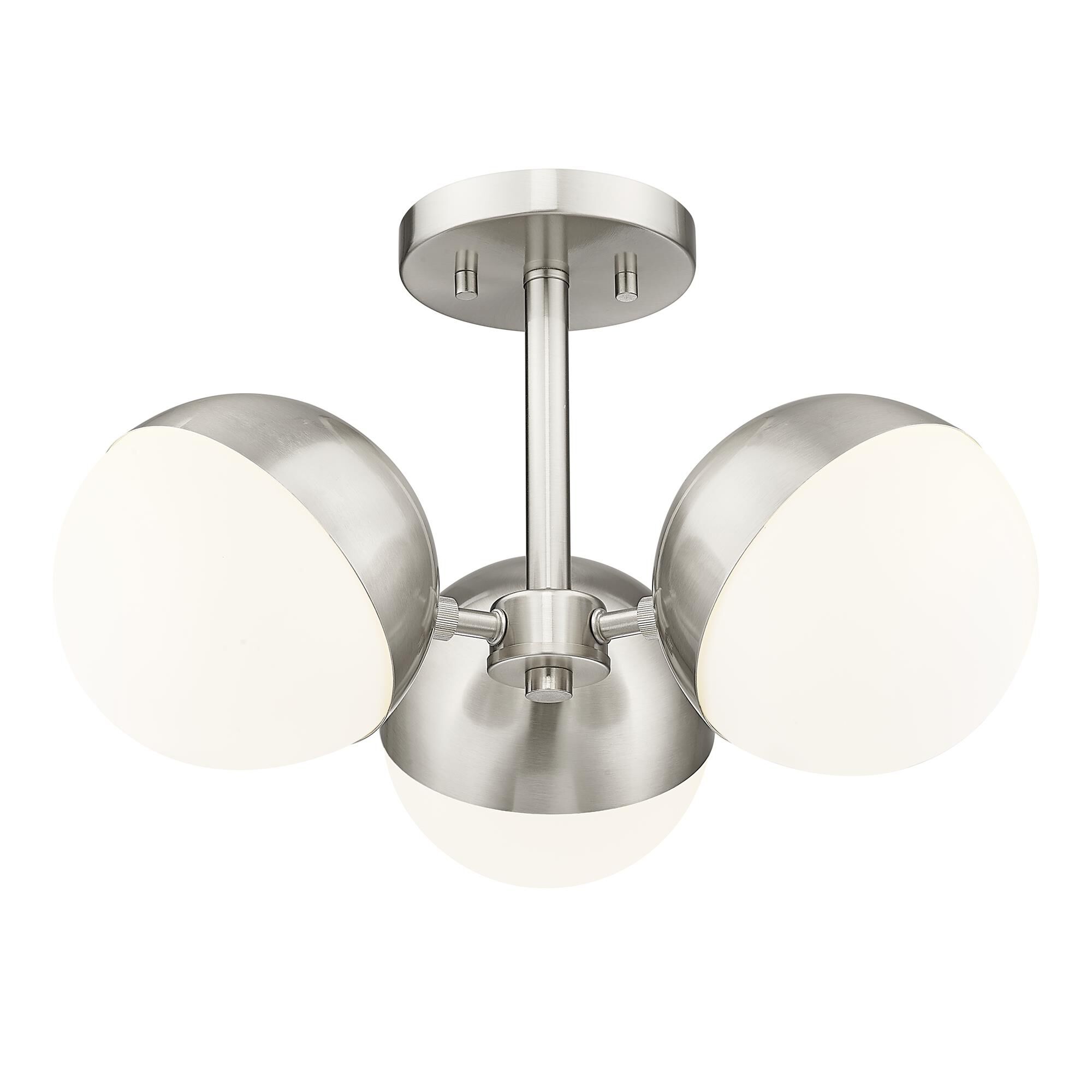 Shown in Brushed Nickel finish and Matte Opal glass and Matte Opal shade