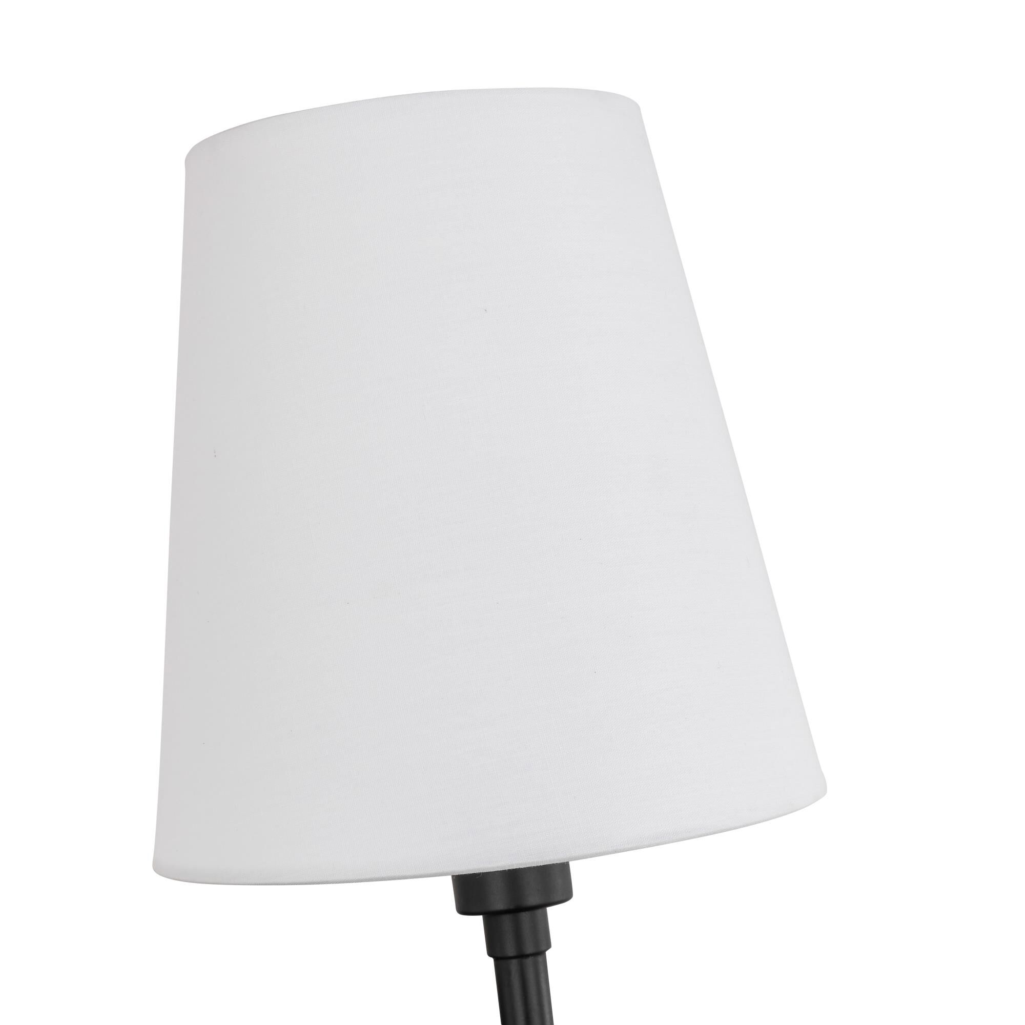 Shown in Black finish and White Fabric shade