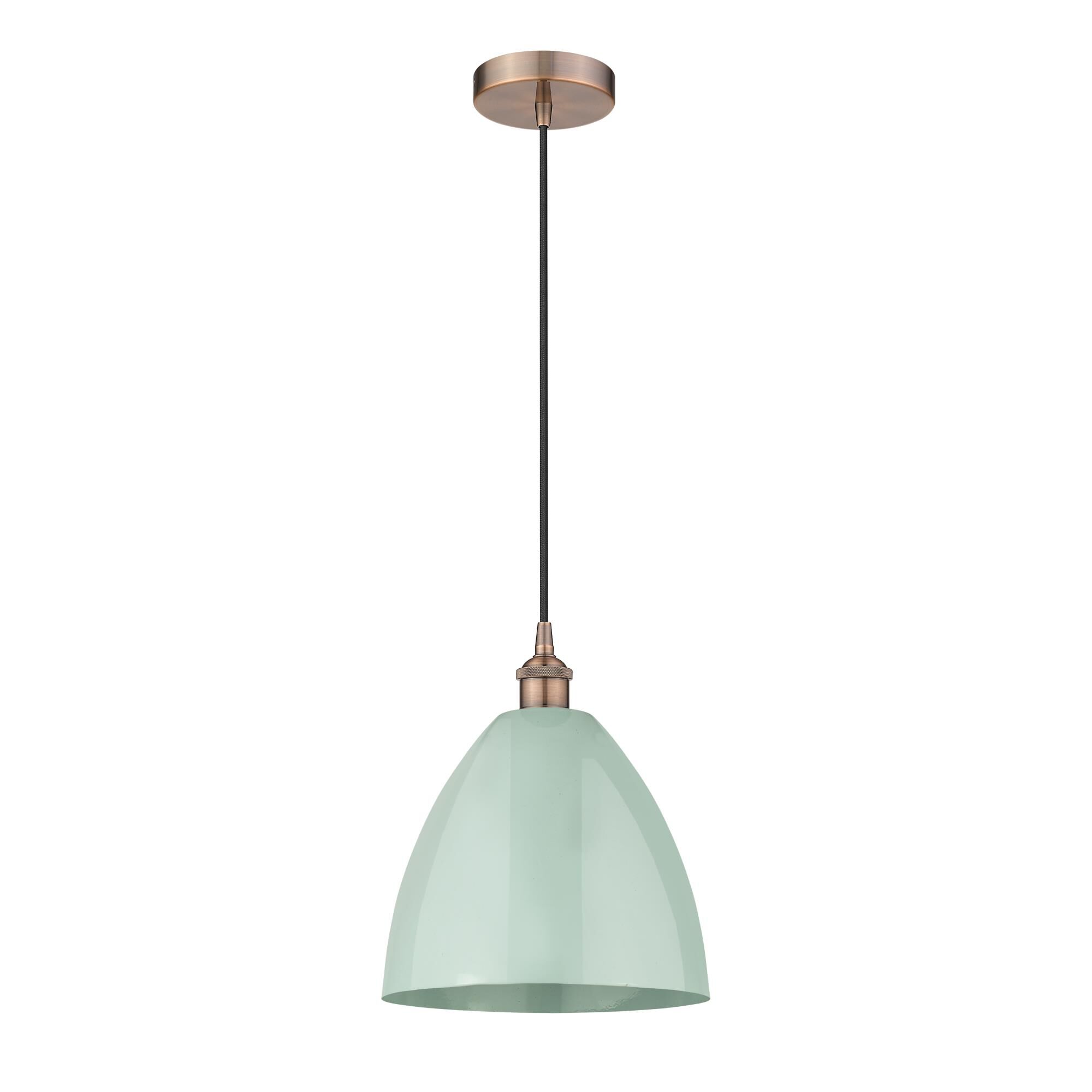 Shown in Antique Copper finish and Seafoam Plymouth Dome shade