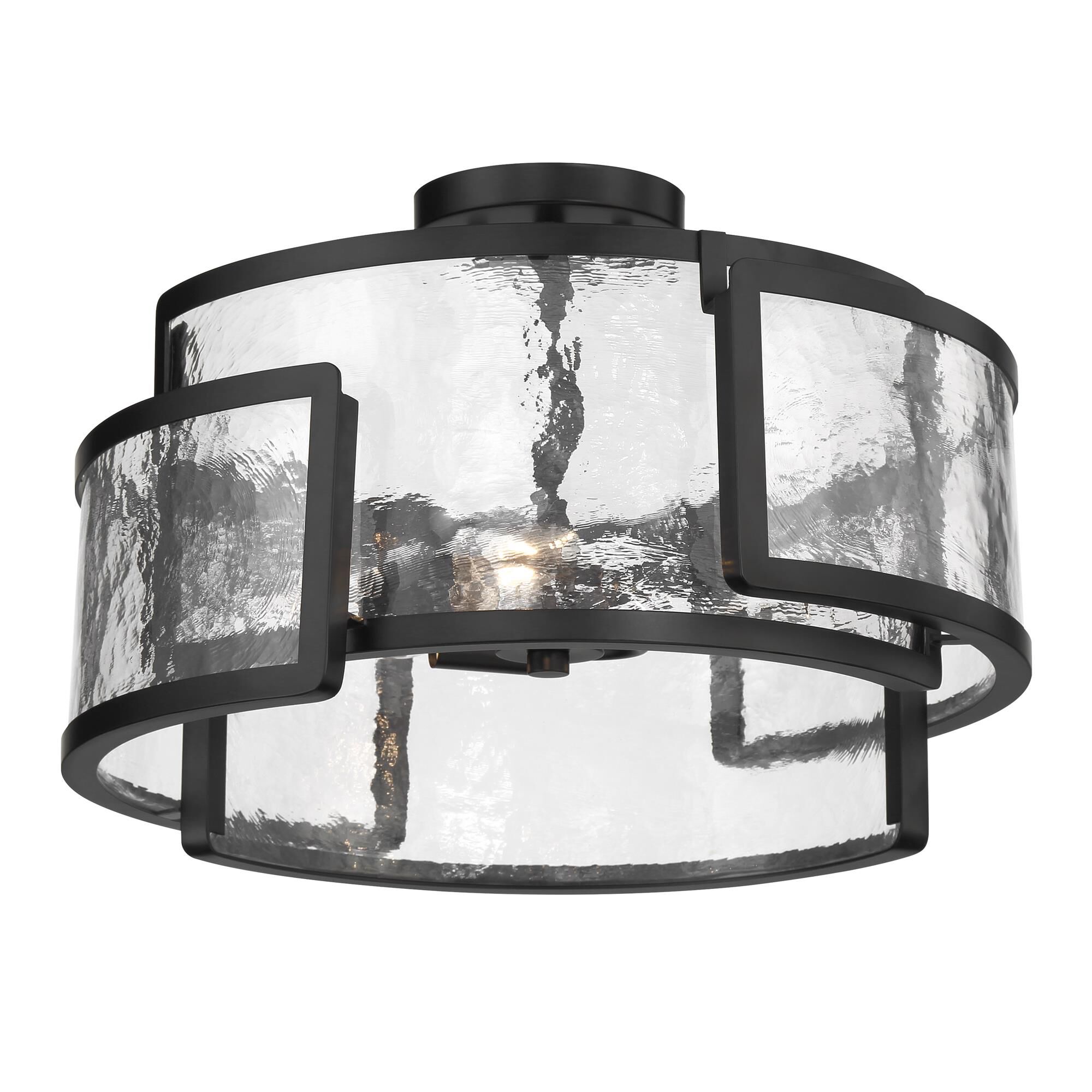 Shown in Coal finish and Clear Hand-Made glass and Glass shade