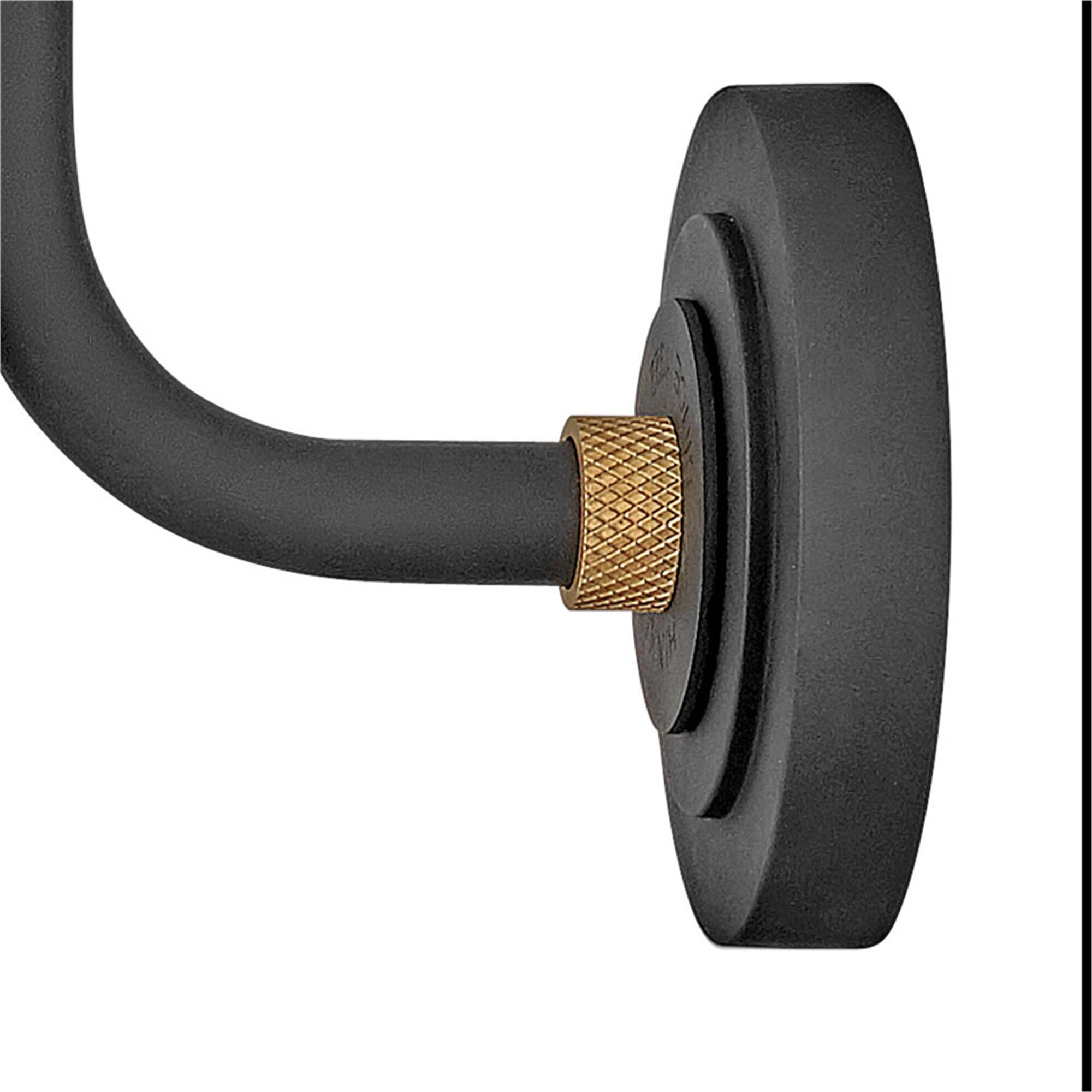 Shown in Textured Black finish and Brass accent