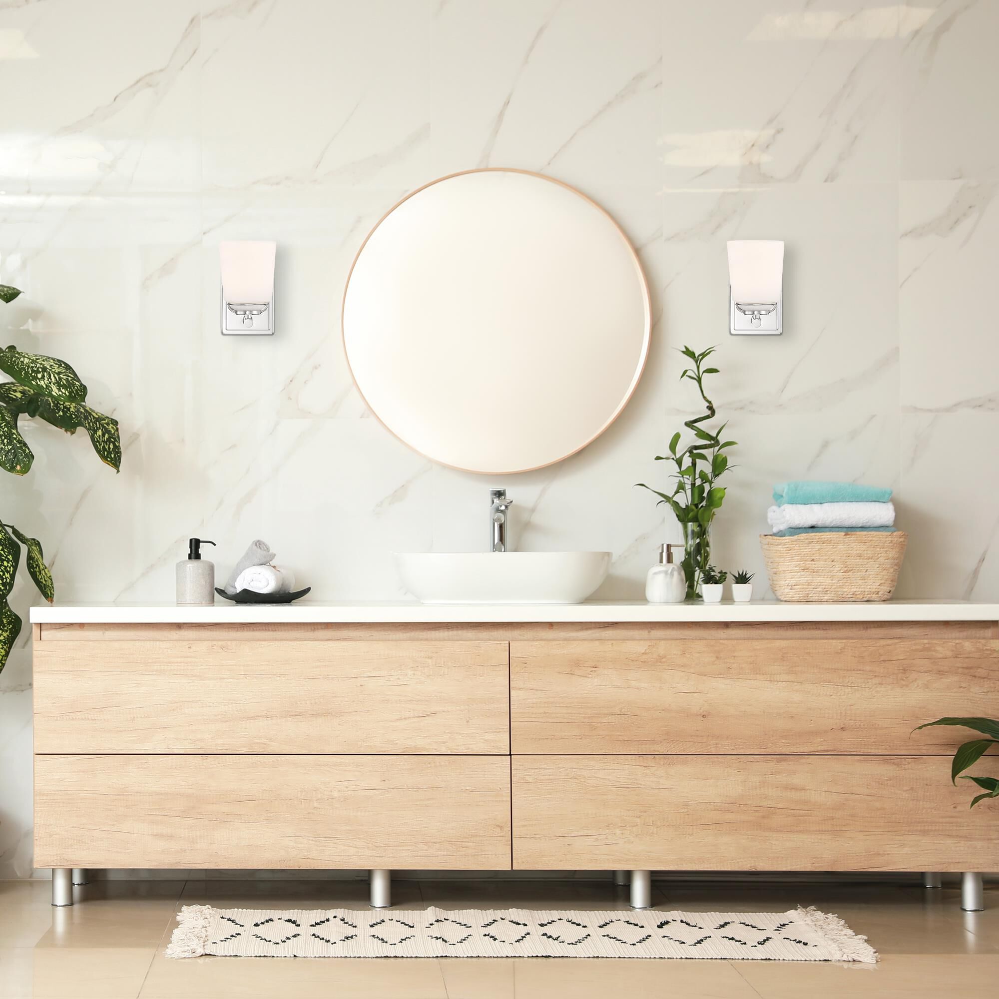 Shown in Polished Nickel finish and Etched Opal glass