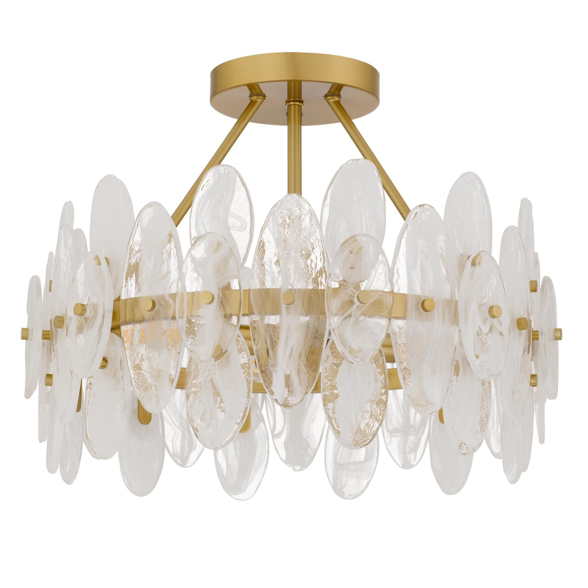 Shown in Brushed Gold finish and Glass shade