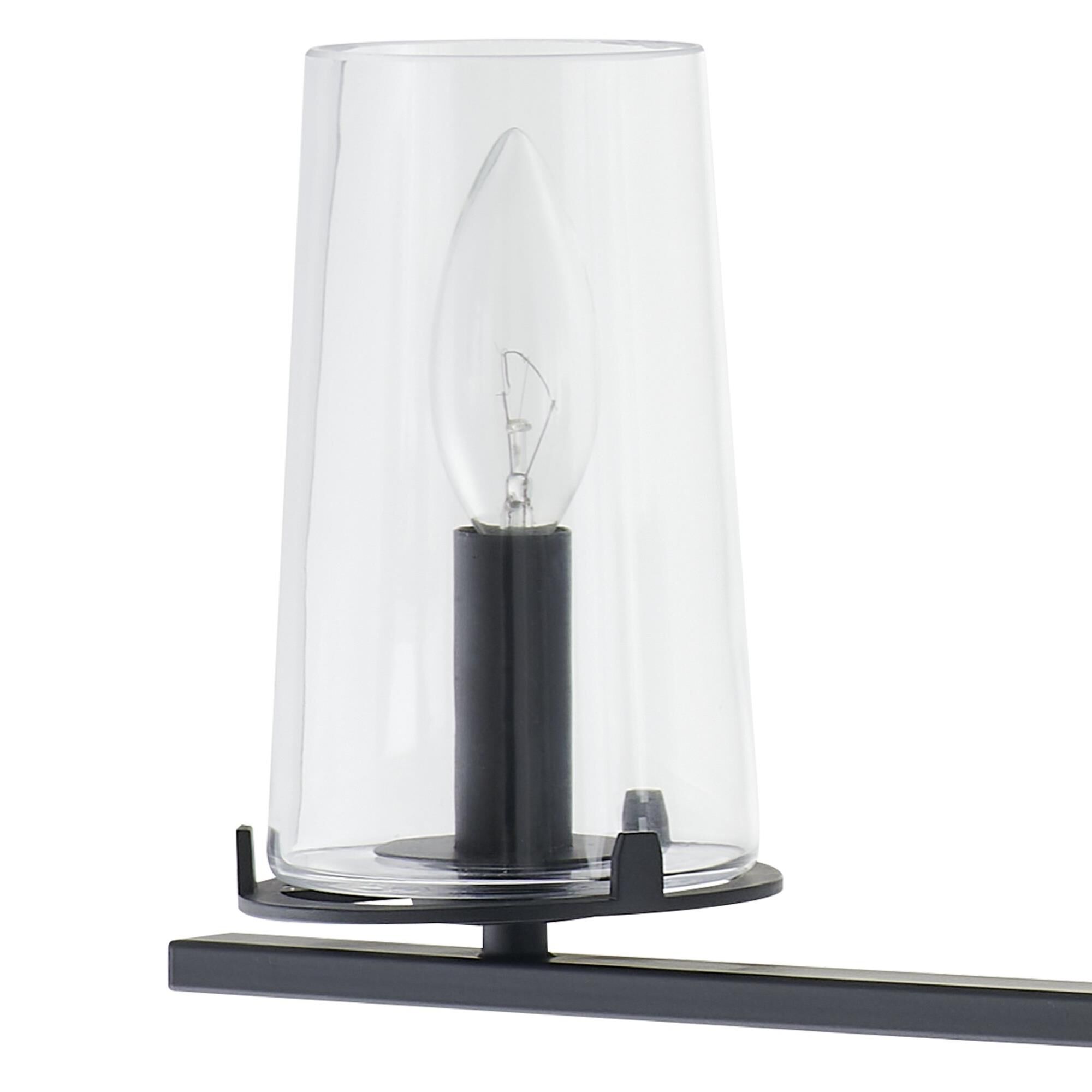 Shown in Matte Black finish and Clear glass