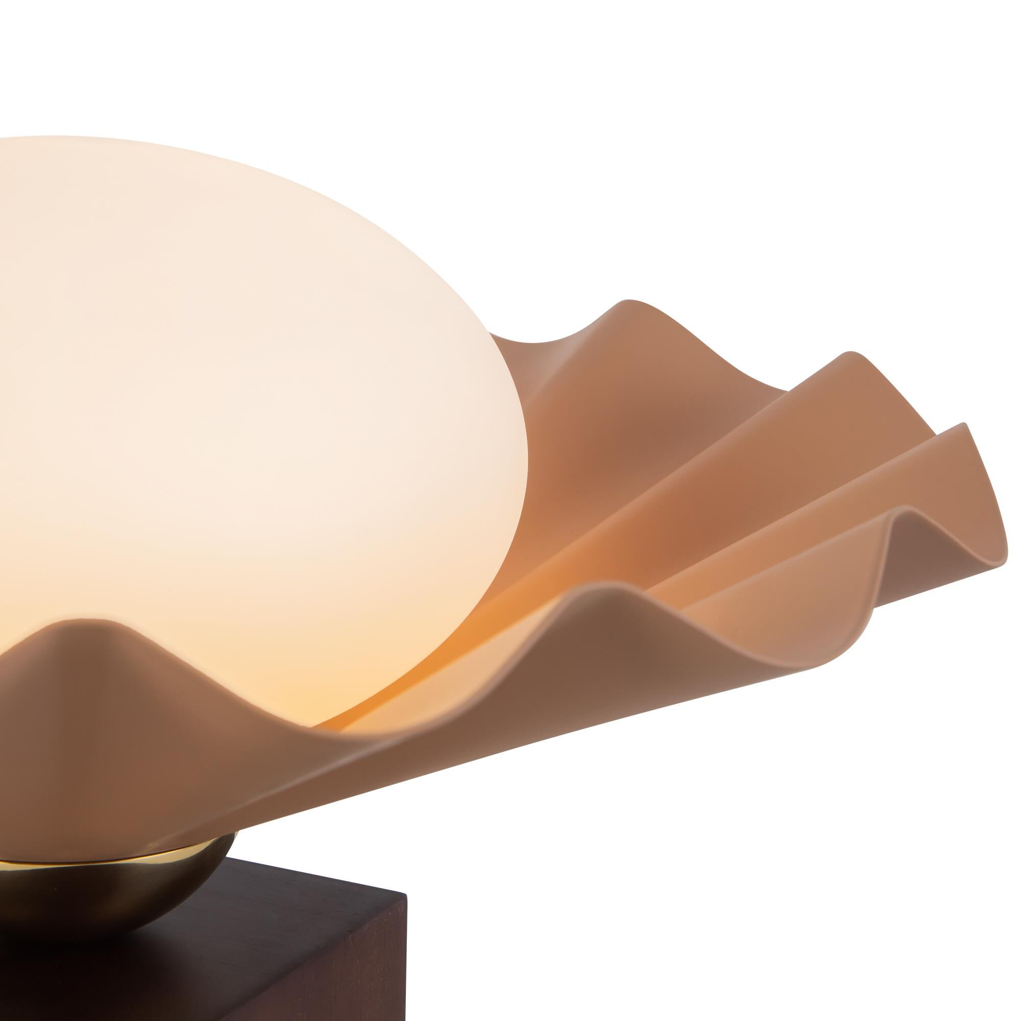 Shown in Peach finish and Matte Opal glass