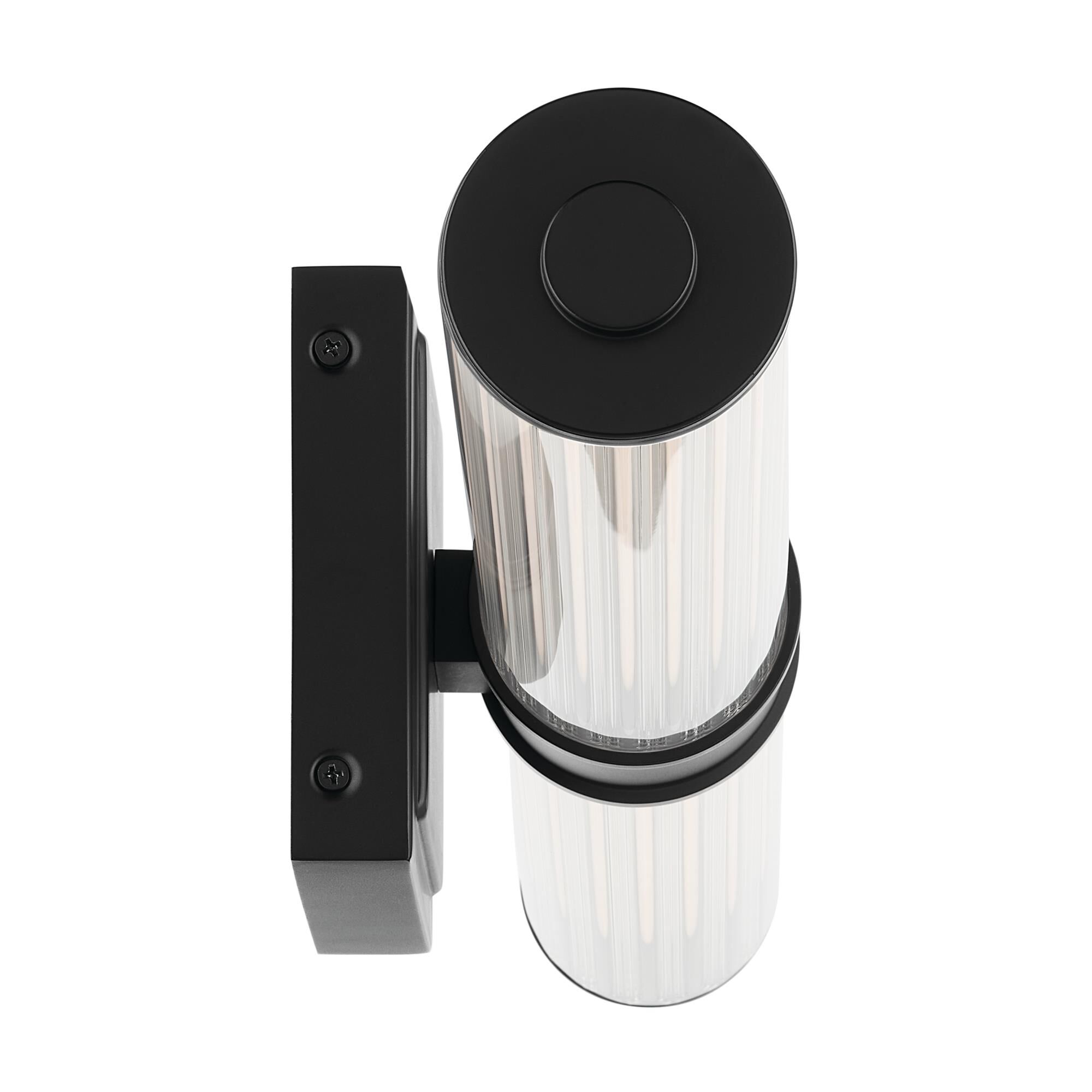 Shown in Black finish and Clear Fluted glass