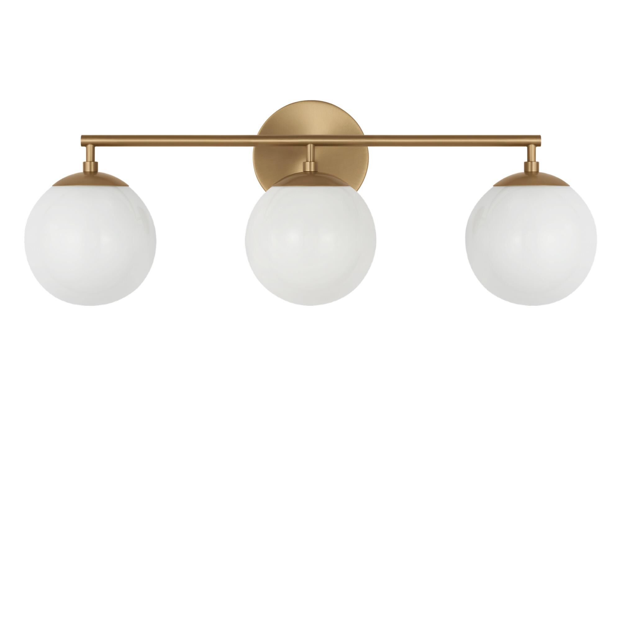 Shown in Satin Brass finish and Clear White glass