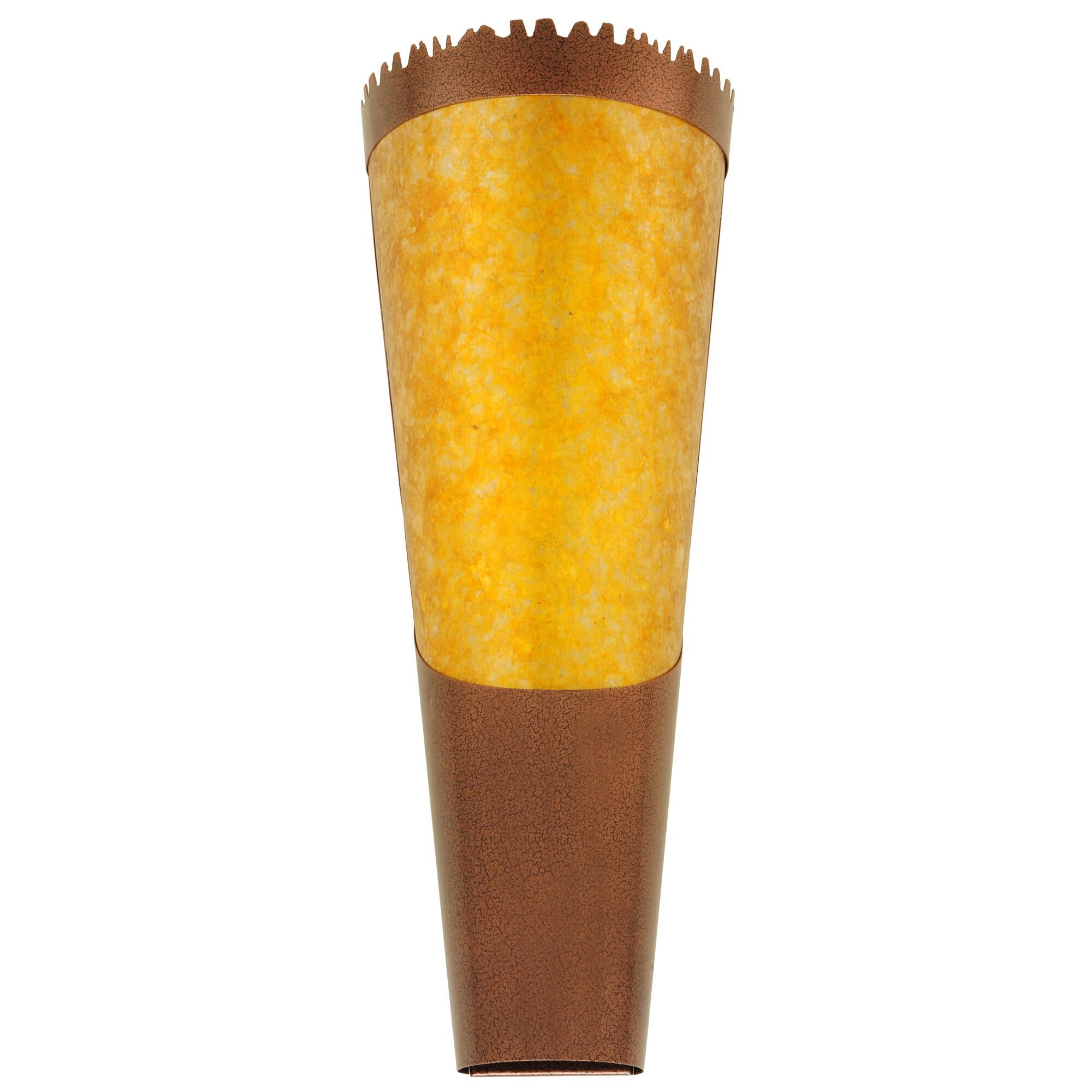 Shown in Custom Finish;Matte Copper Vein finish and Amber Mica glass