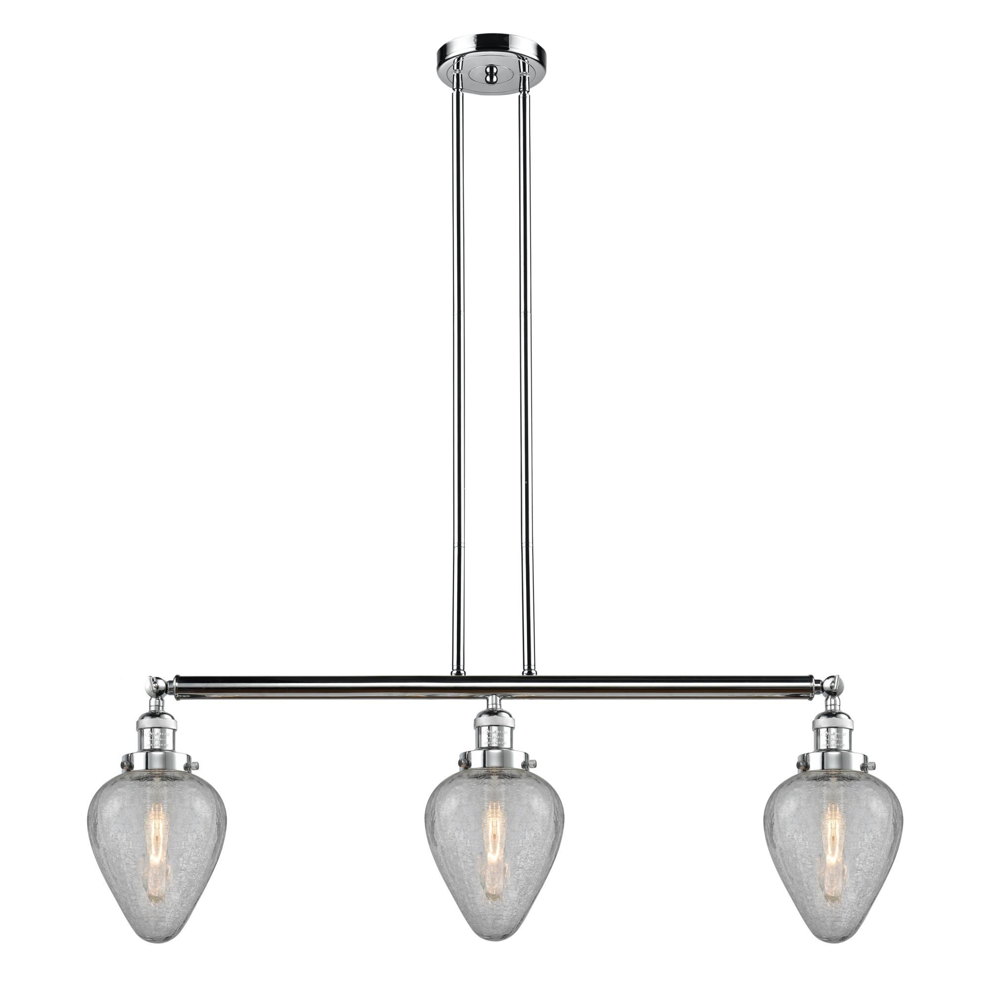 Shown in Polished Chrome finish and Clear Crackle Geneseo glass