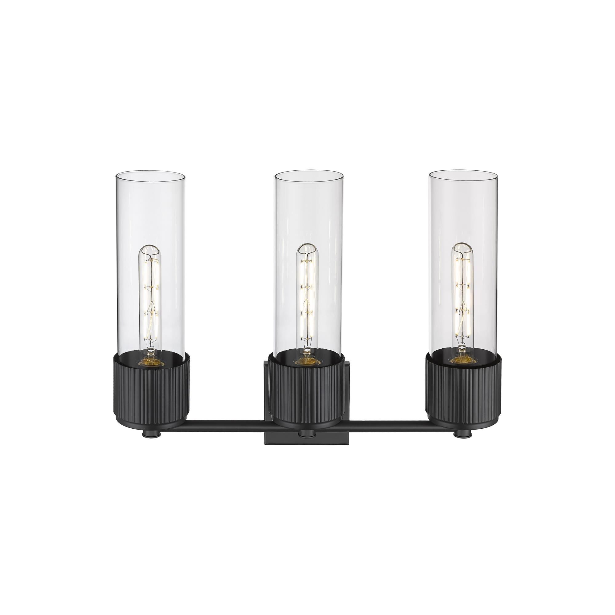 Shown in Matte Black finish and Clear glass