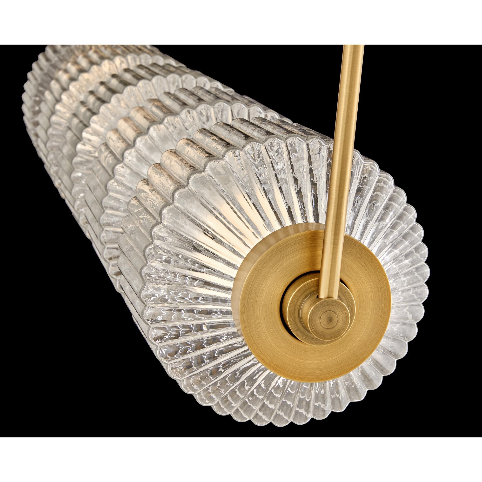 Shown in Lacquered Brass finish and Clear Ribbed glass