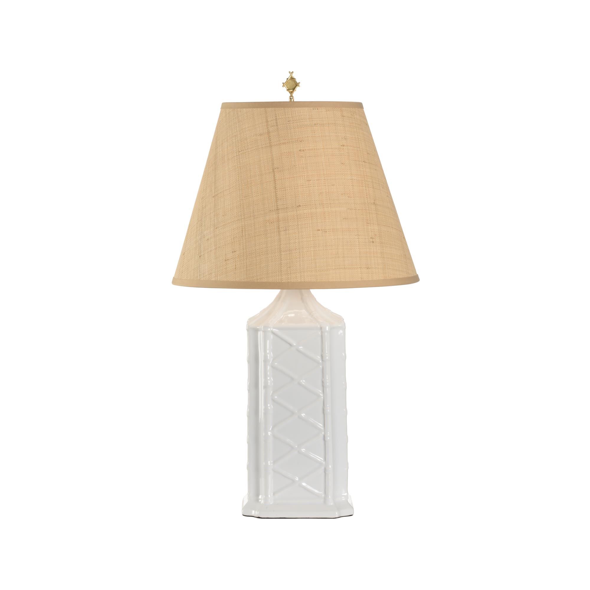 Shown in White and Cream finish and Raffia shade