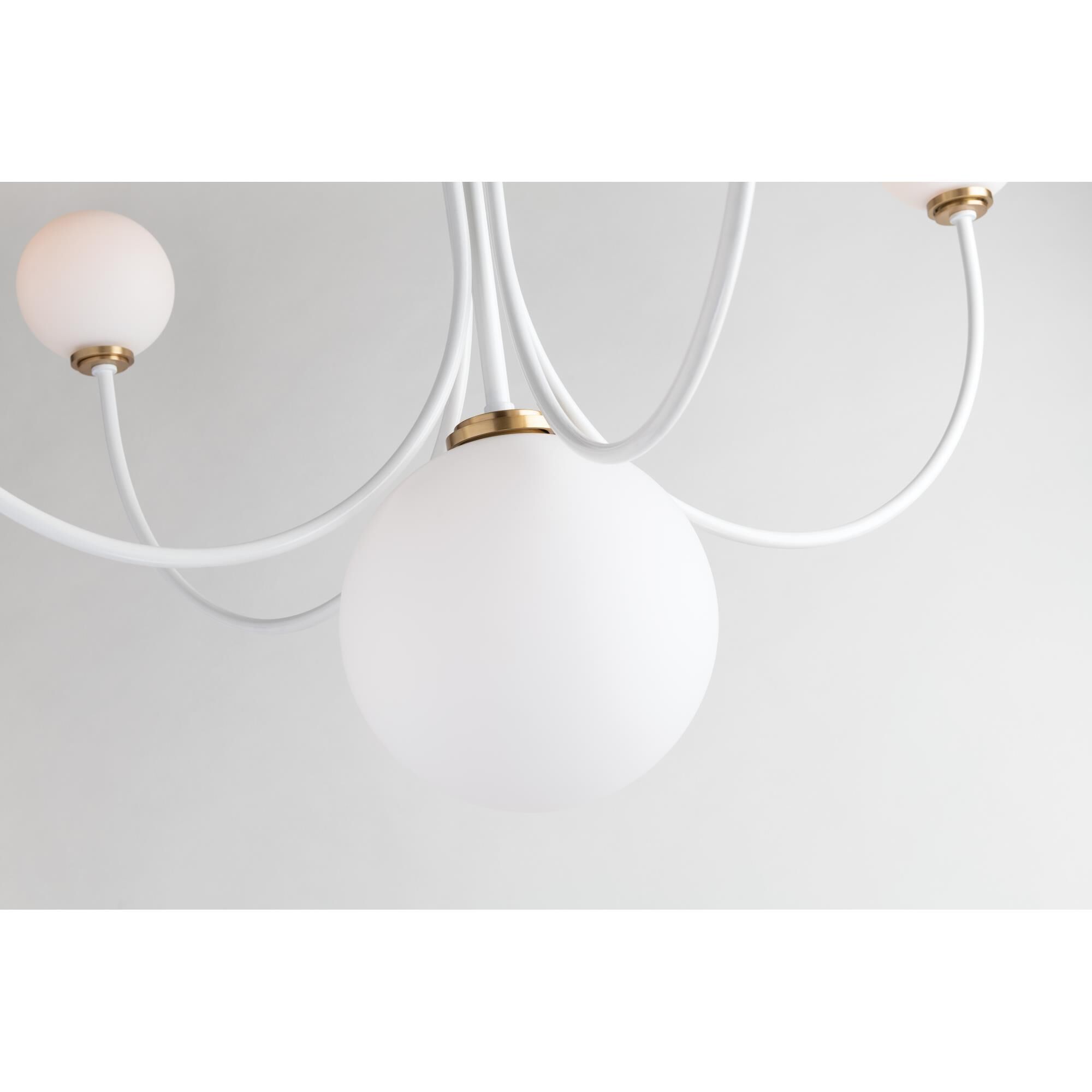 Shown in Aged Brass-White finish and Opal Shiny glass