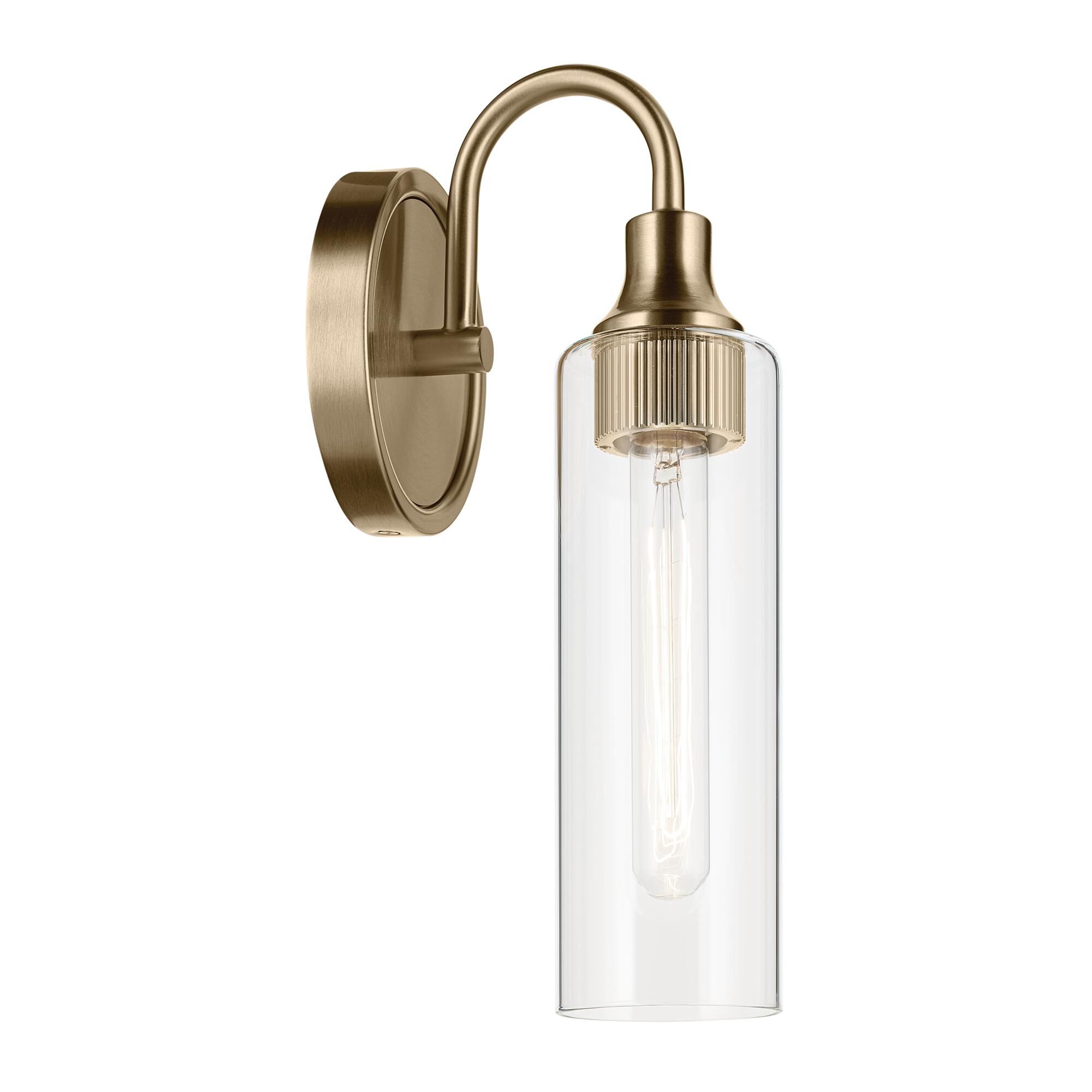 Shown in Champagne Bronze finish and Clear glass