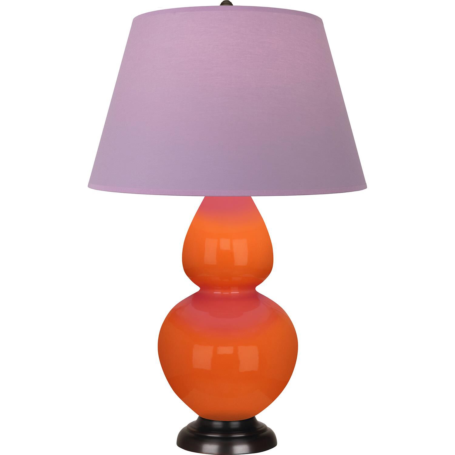 Shown in Pumpkin finish and Lavender and Plum shade and Deep Patina Bronze accent